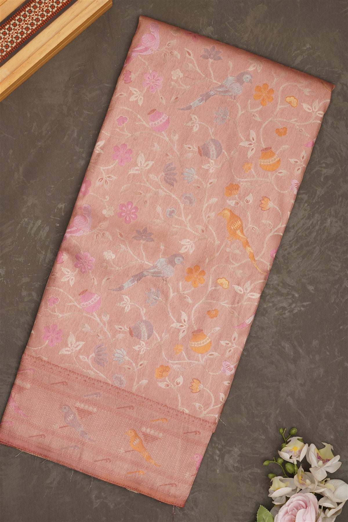 Banarasi Tissue Paithani Light Brown Saree