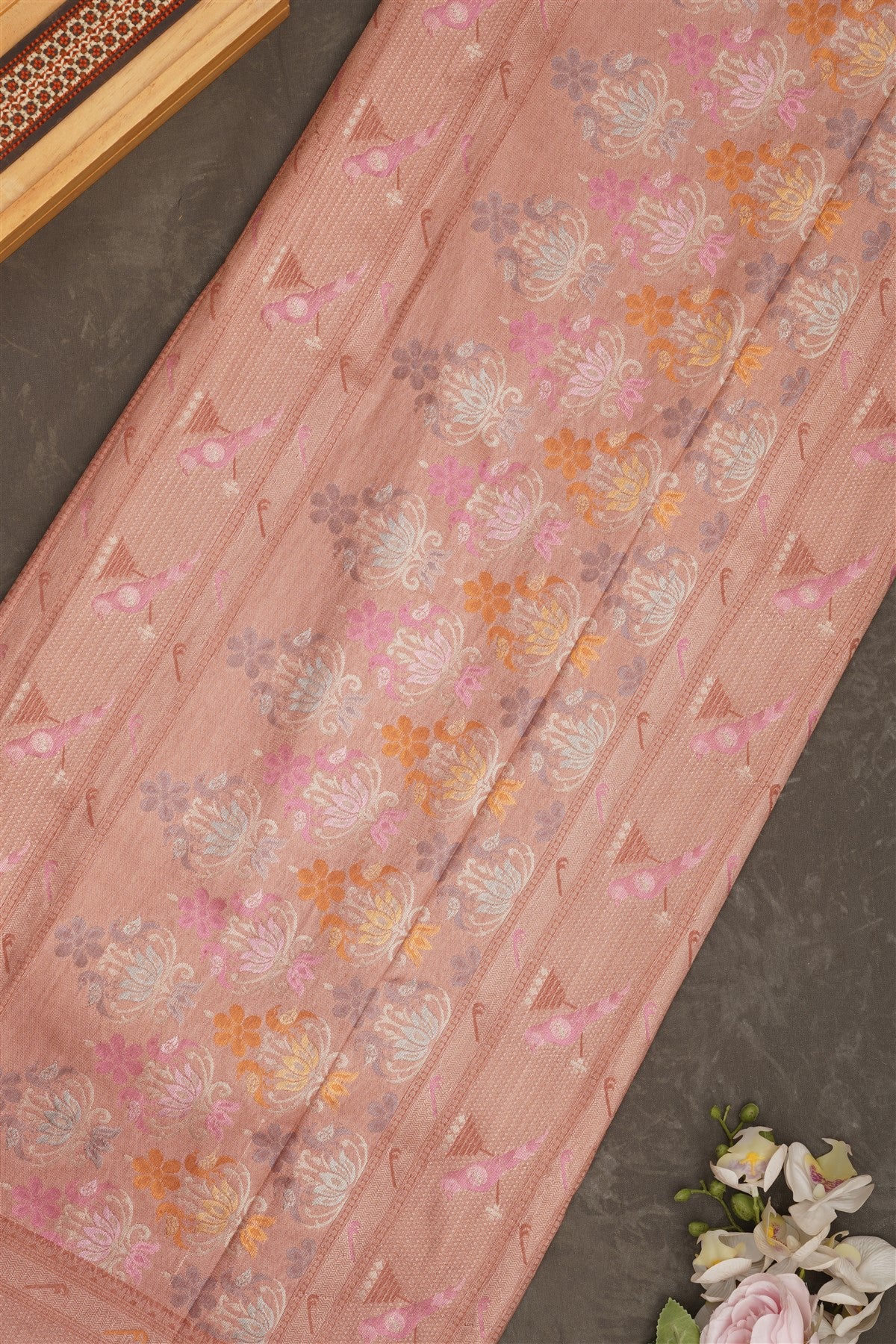 Banarasi Tissue Paithani Light Brown Saree