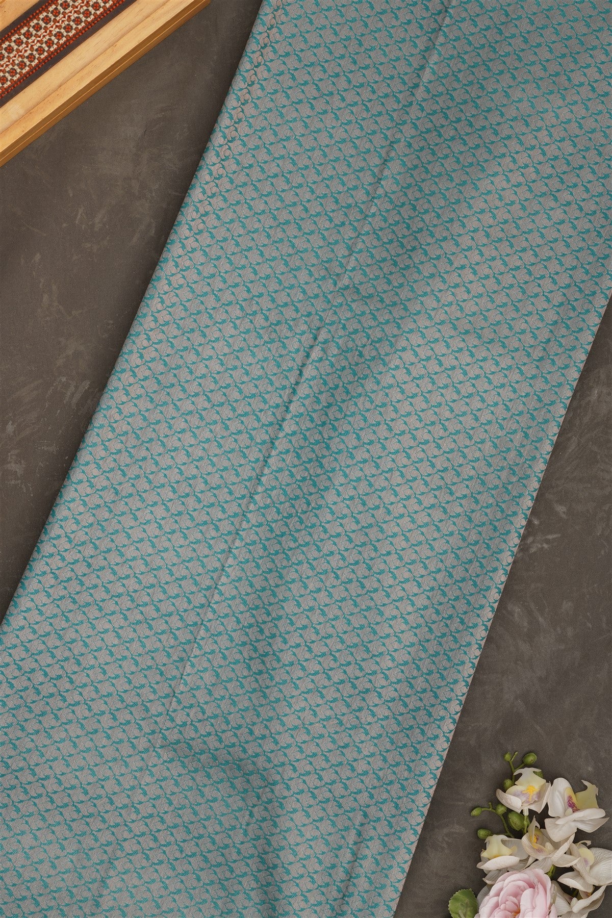 Banarasi Tissue Paithani Teal Blue Saree