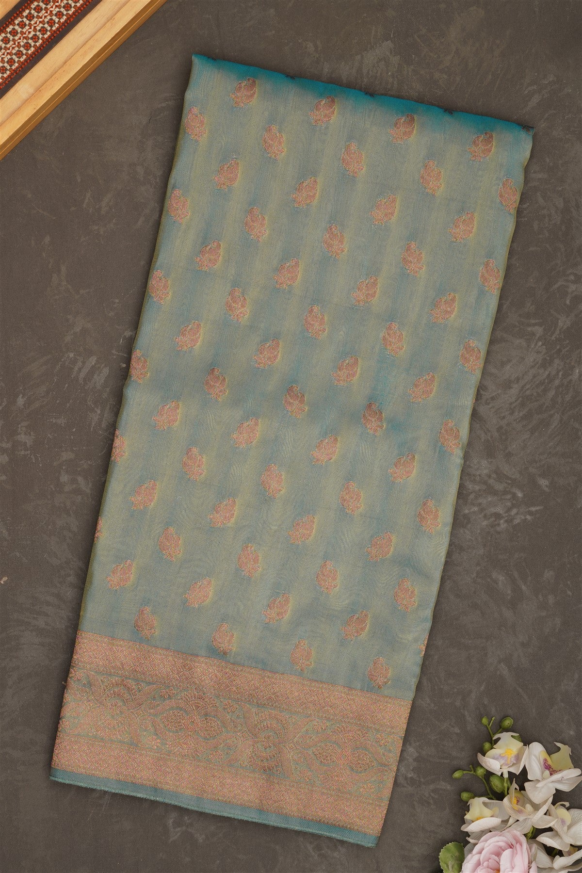 Banarasi Tissue Silk Teal Saree