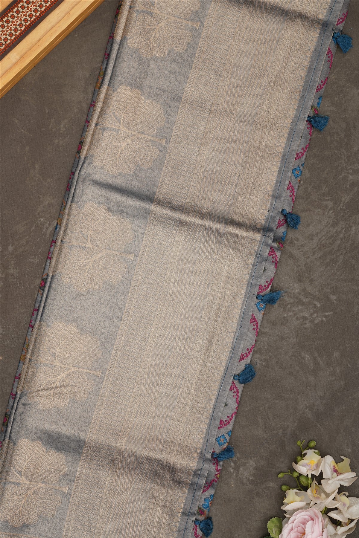 Banarasi Tissue Silk Dark Blue Saree
