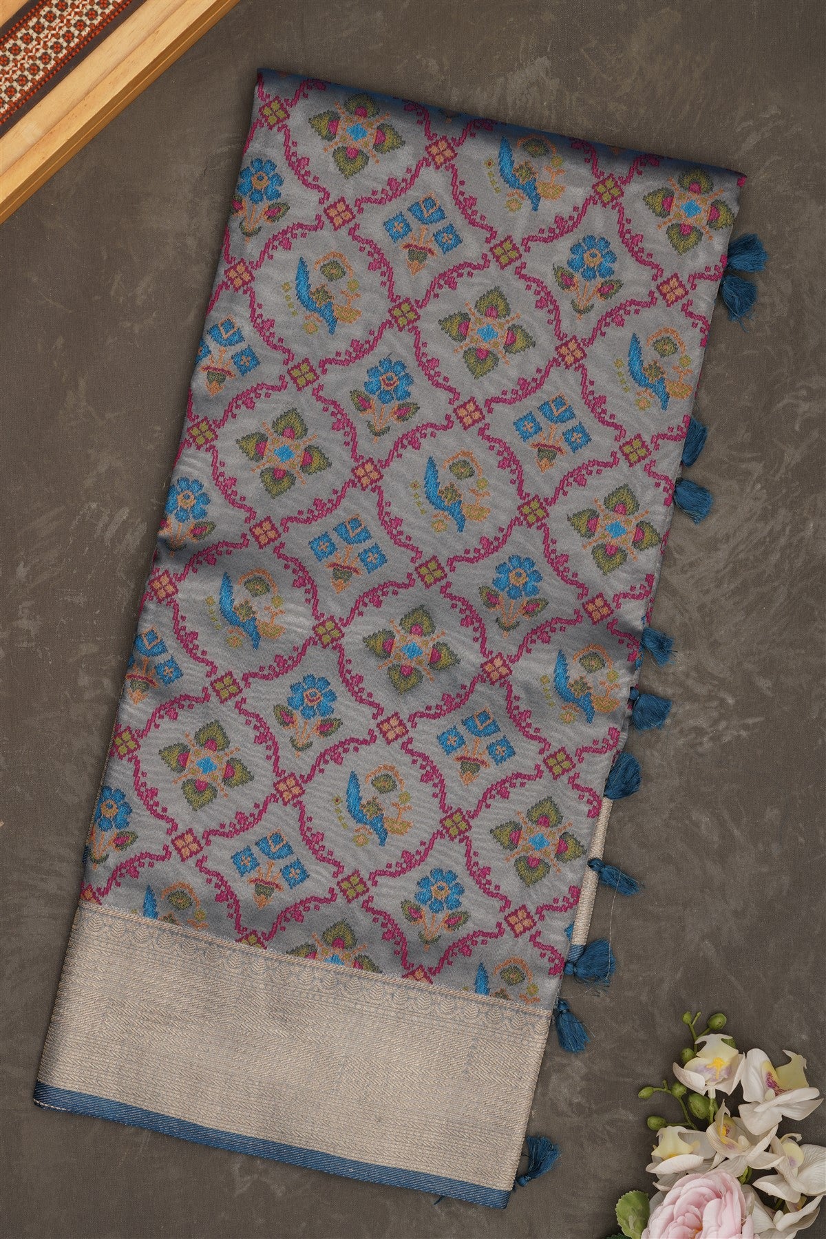 Banarasi Tissue Silk Dark Blue Saree