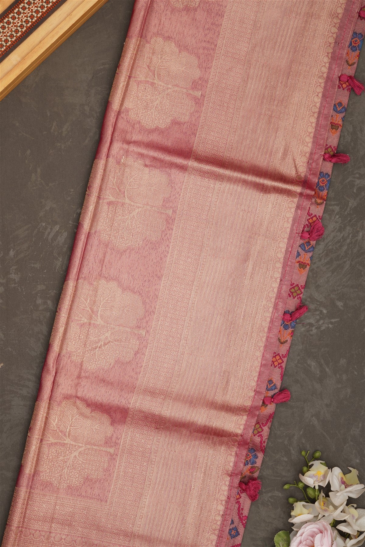 Banarasi Tissue Silk Dark Pink Saree