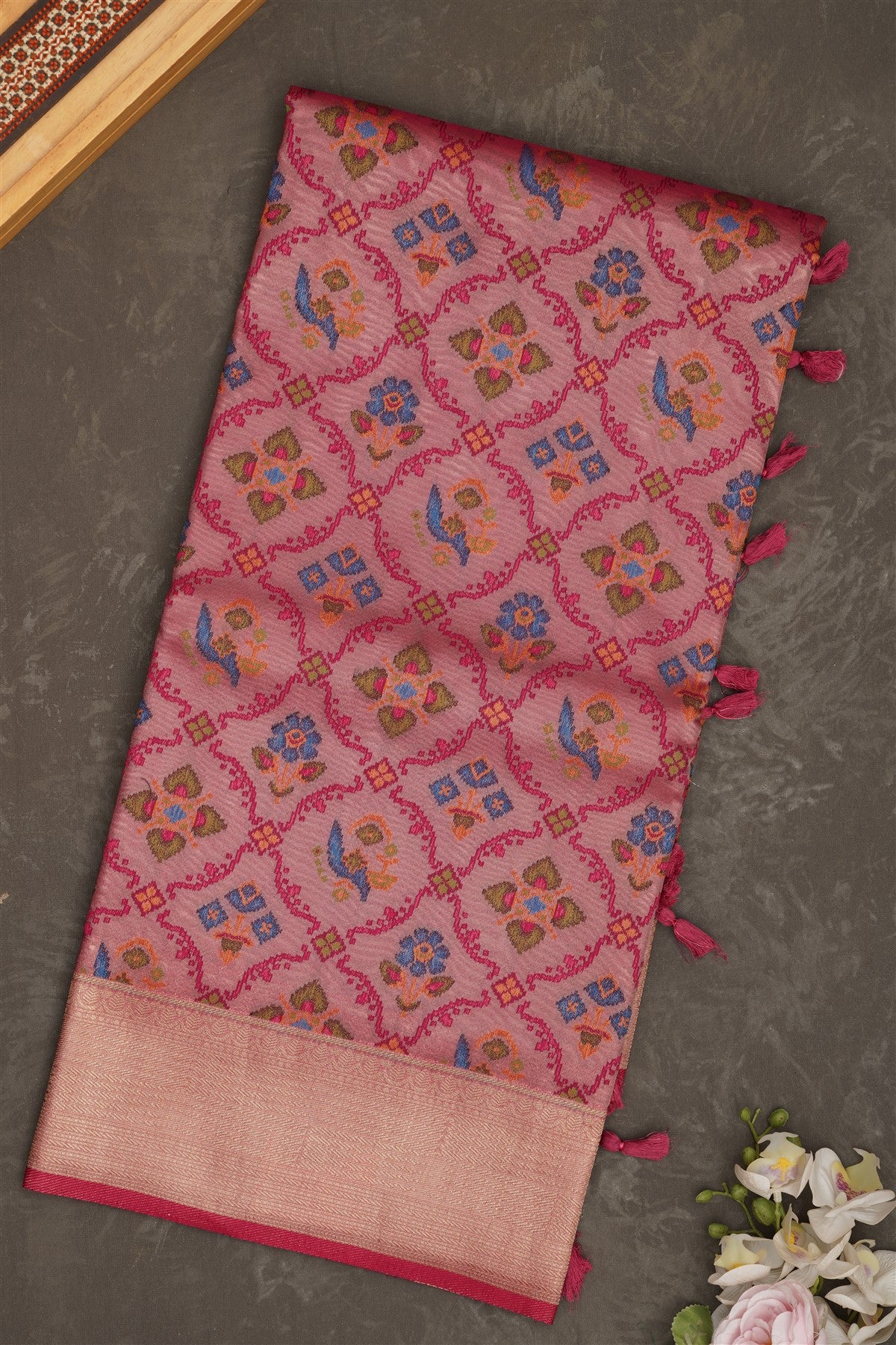 Banarasi Tissue Silk Dark Pink Saree