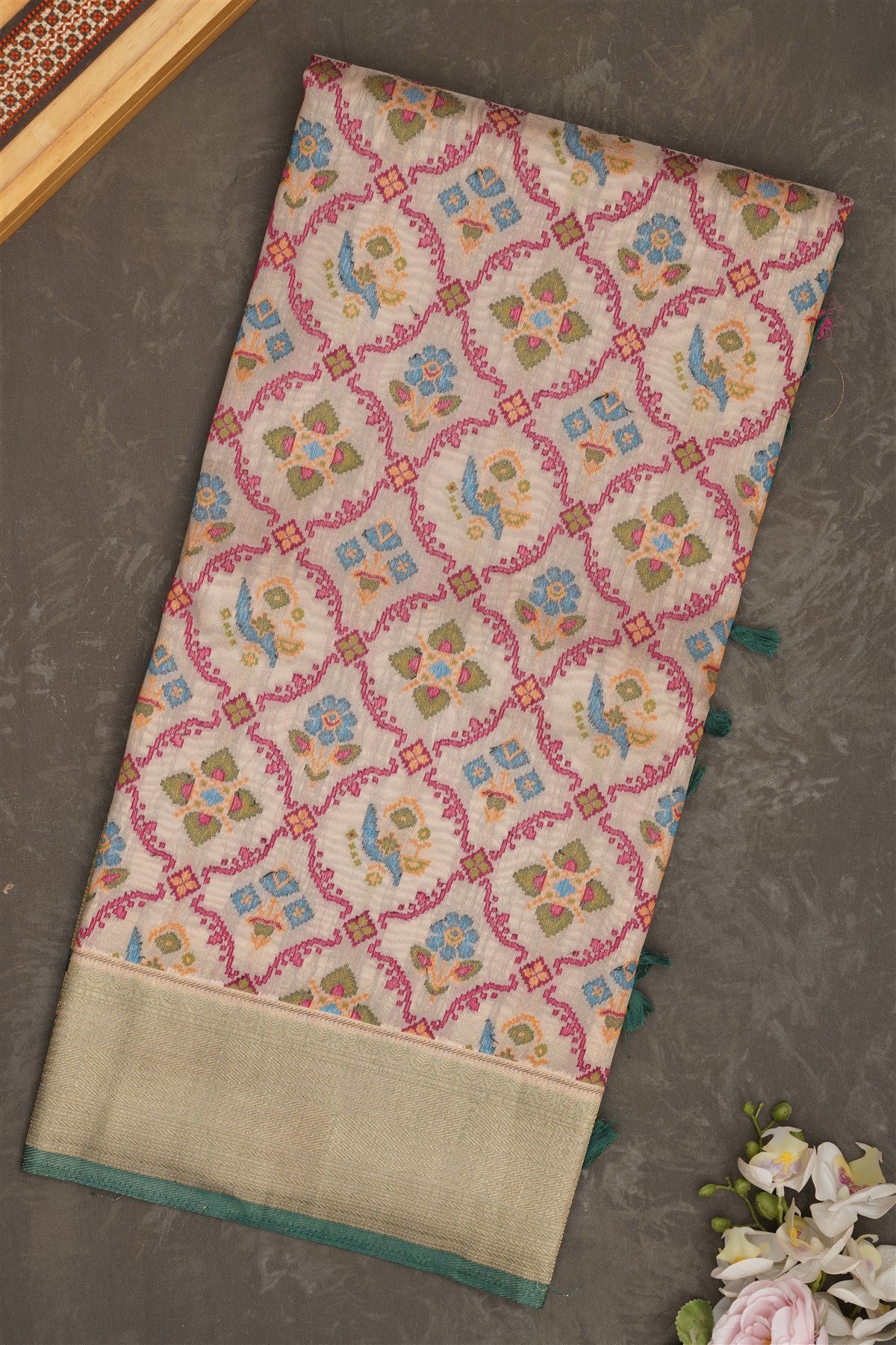 Banarasi Tissue Silk Light Cream Saree