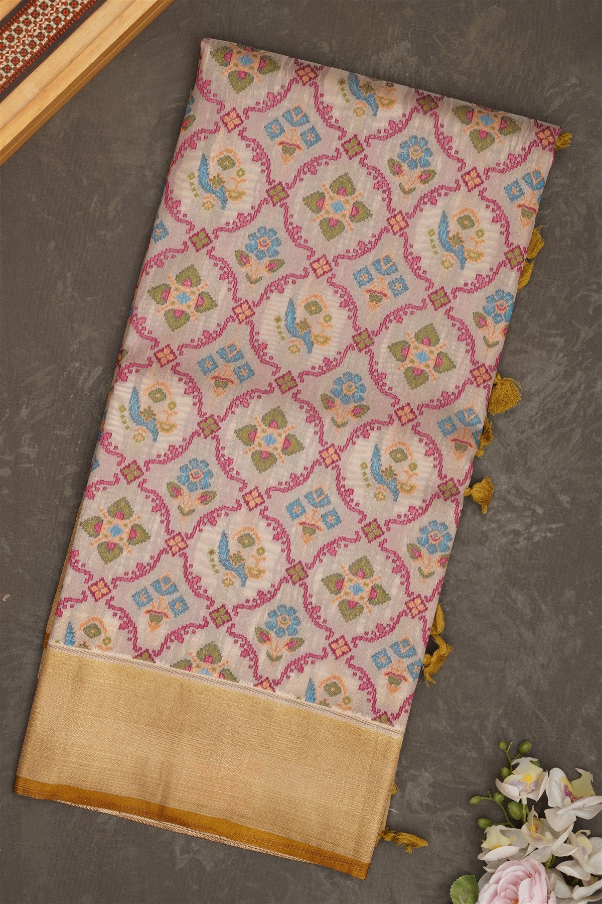 Banarasi Tissue Silk Light Cream Saree