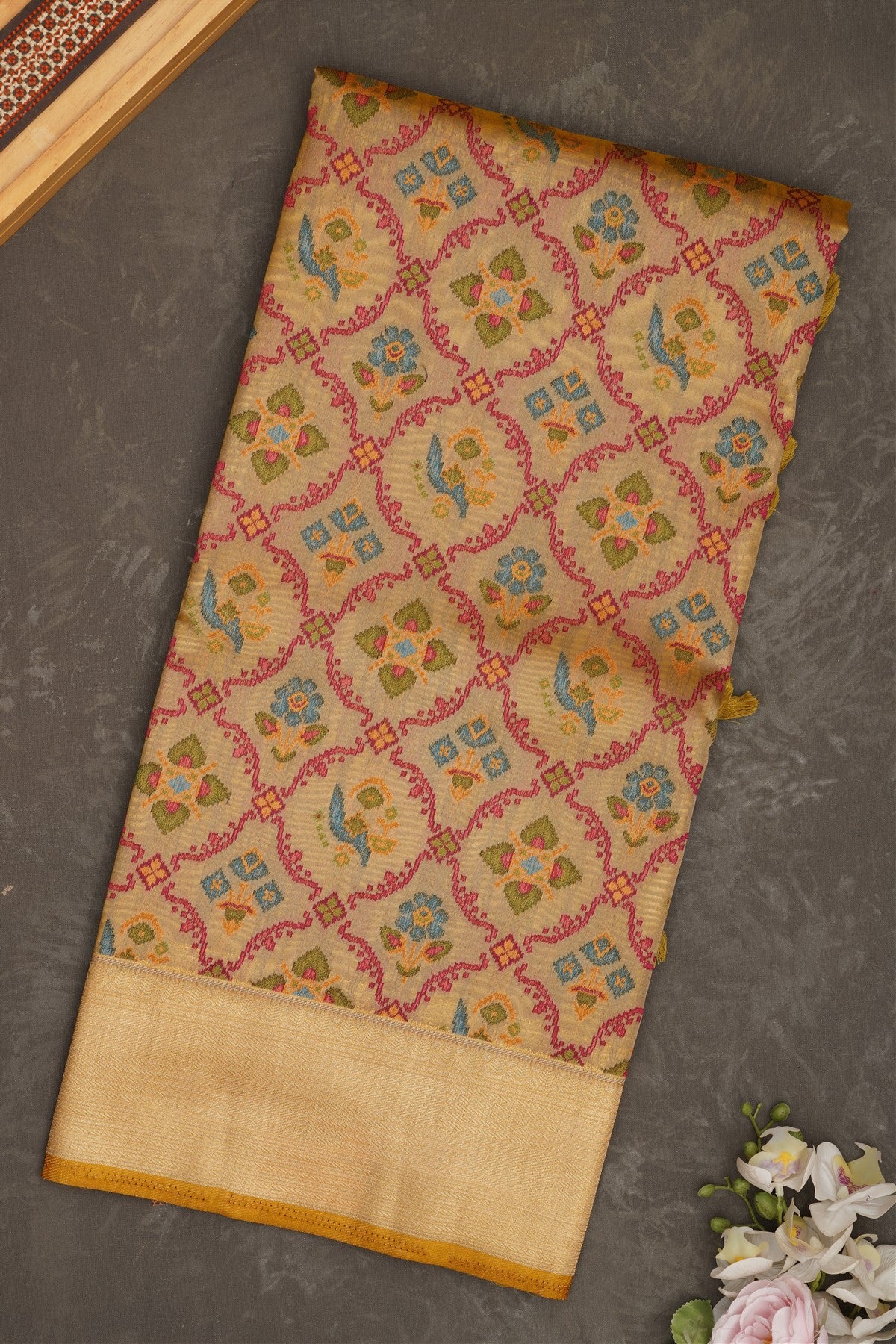 Banarasi Tissue Silk Light Olive Green Saree