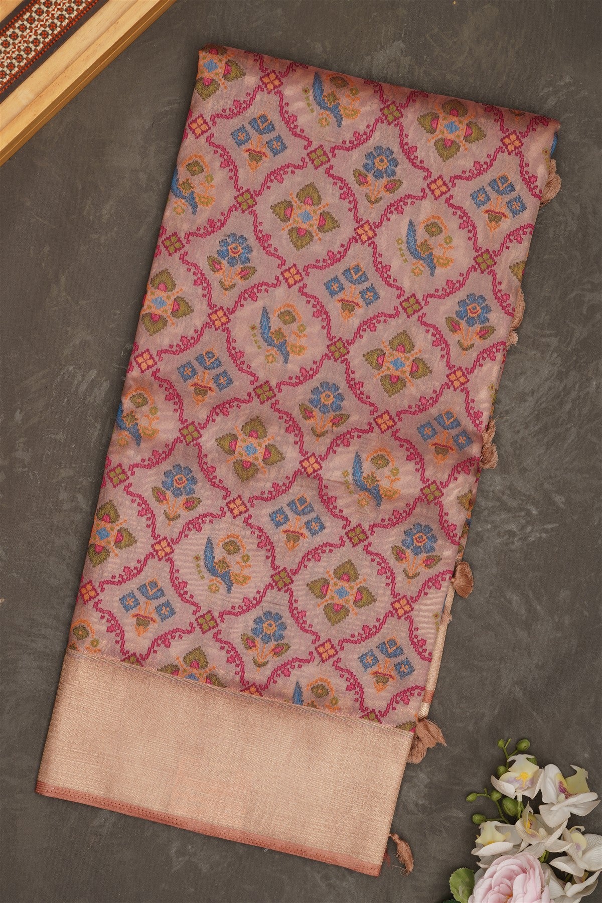 Banarasi Tissue Silk Light Peach Saree