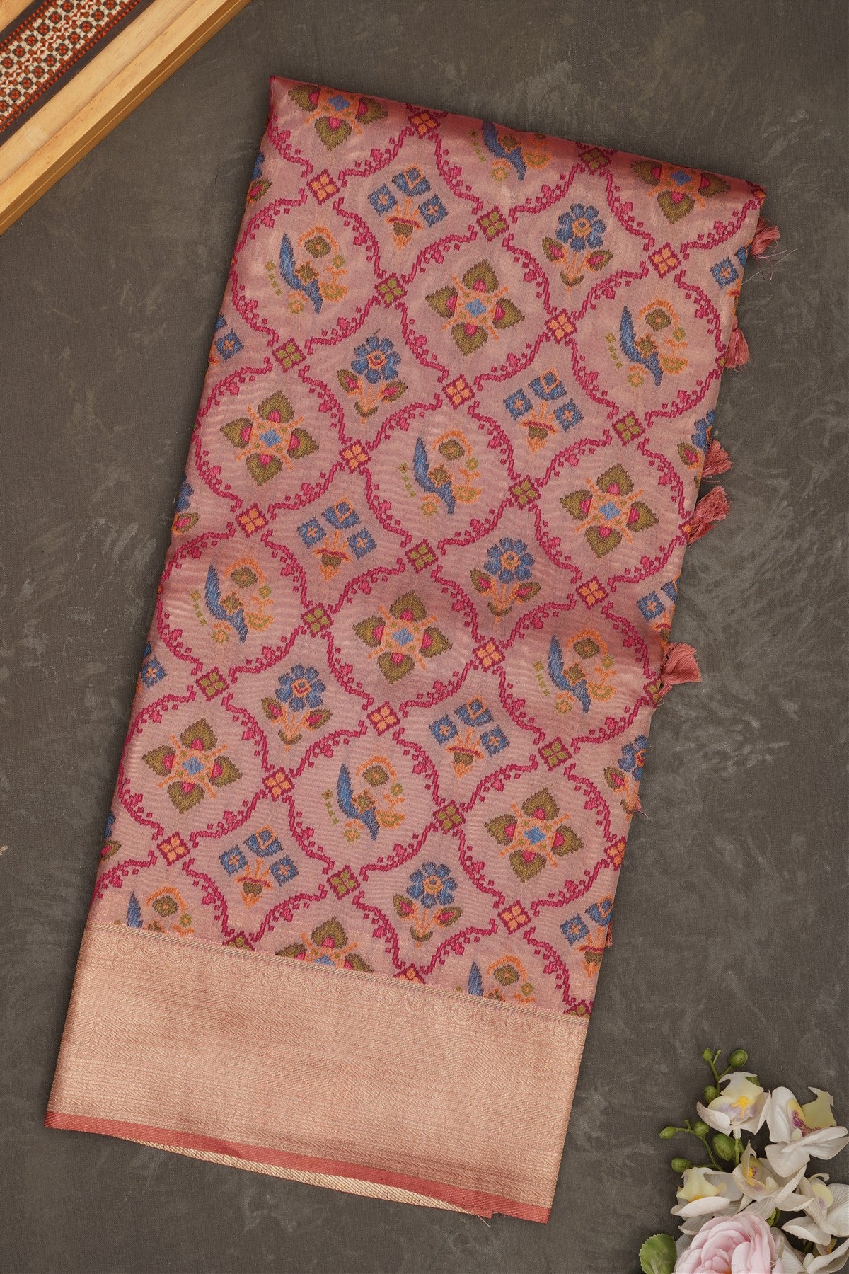 Banarasi Tissue Silk Peach Saree