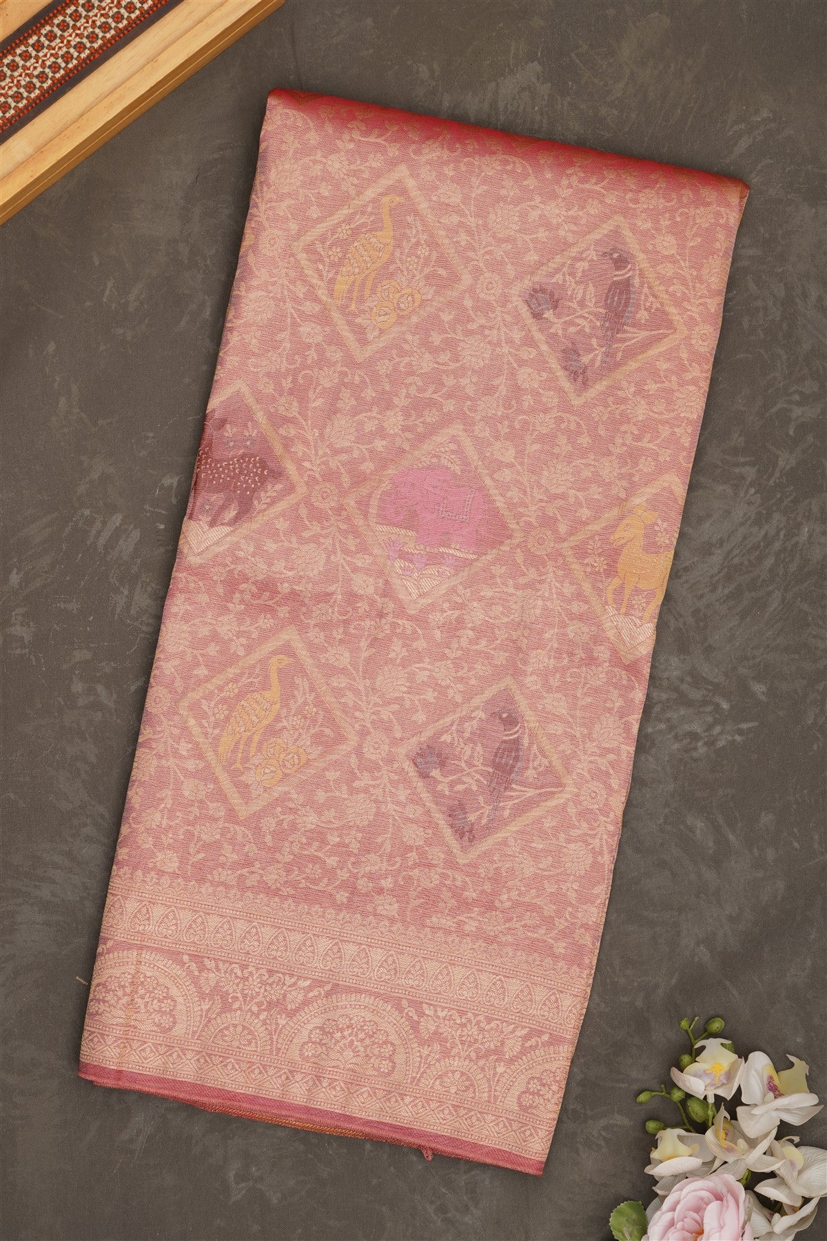 Banarasi Tissue Silk Dusty Pink Saree