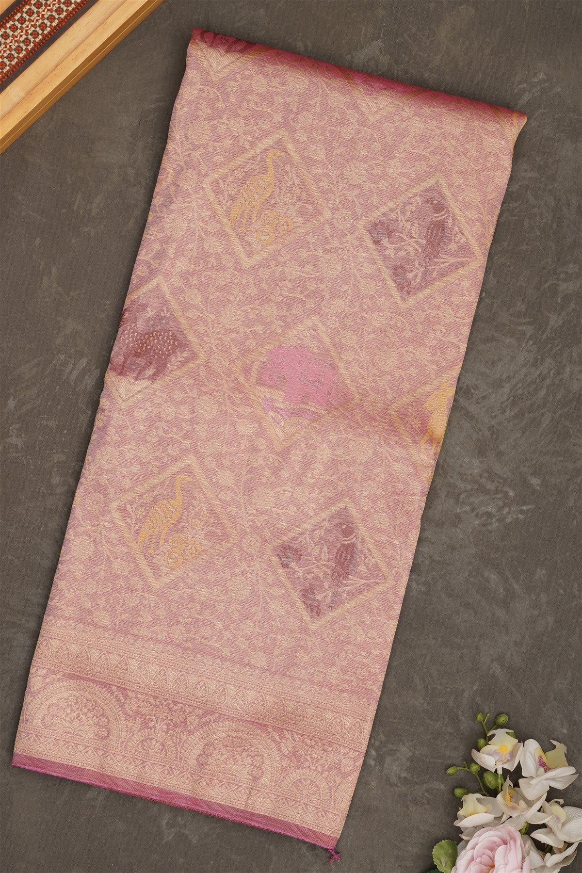 Banarasi Tissue Silk Light Pink Saree