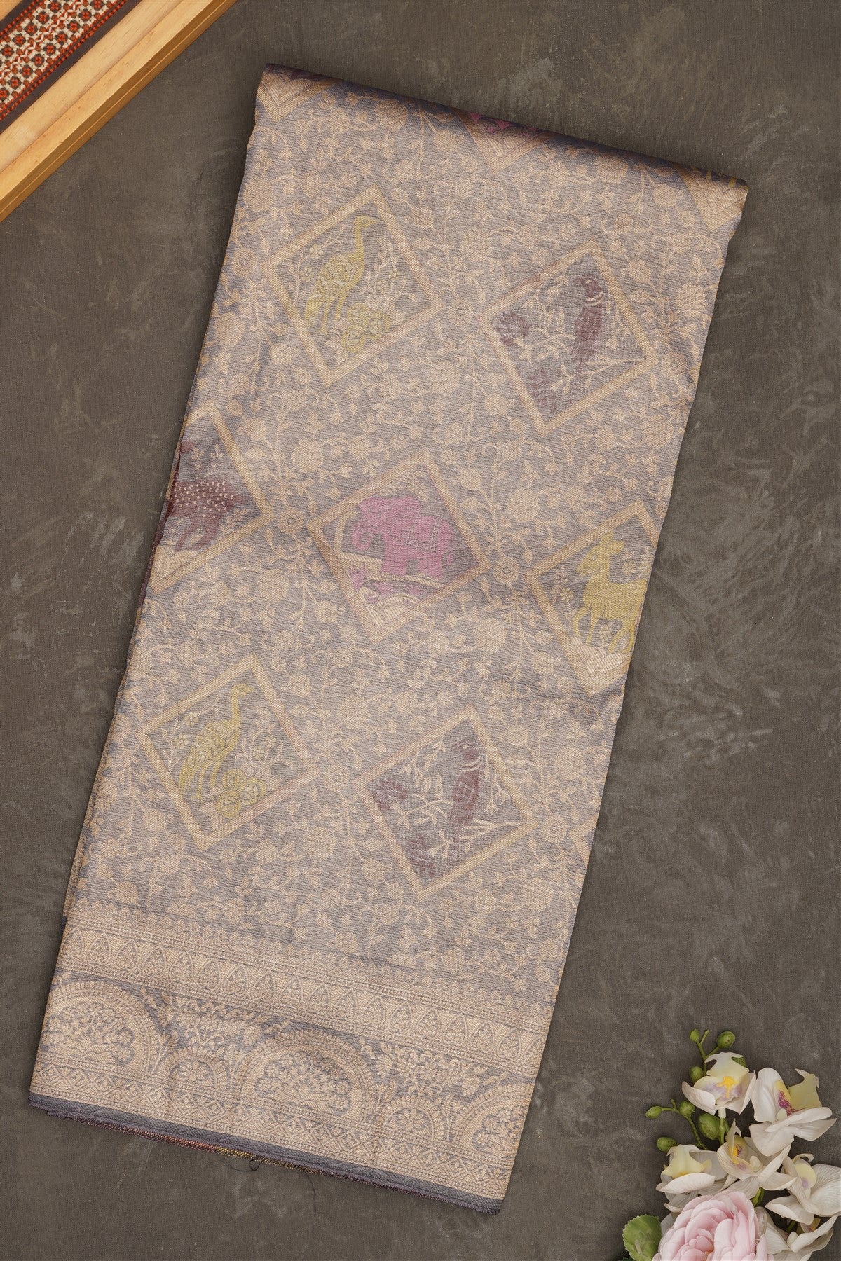Banarasi Tissue Silk Navy Blue Saree