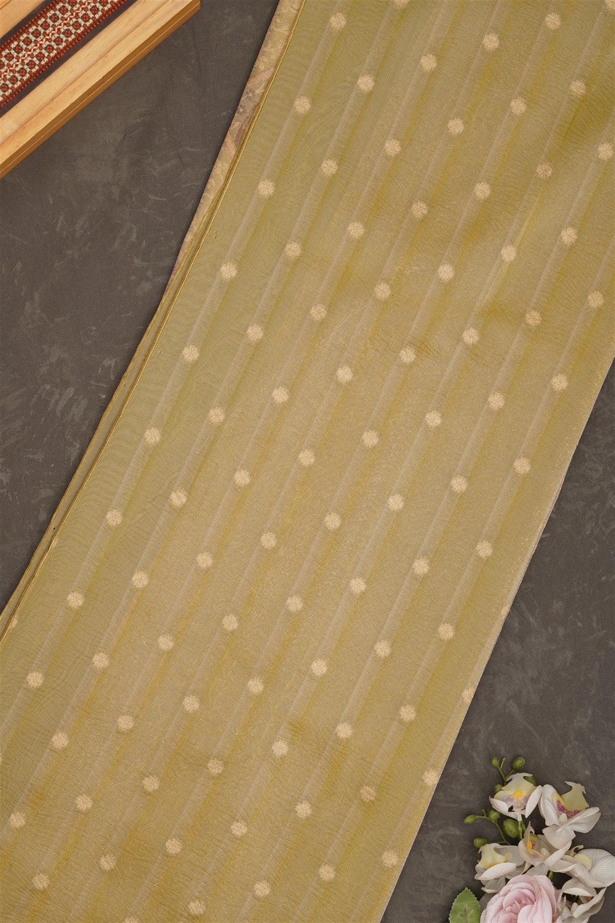 Banarasi Tissue Silk Olive Green Saree