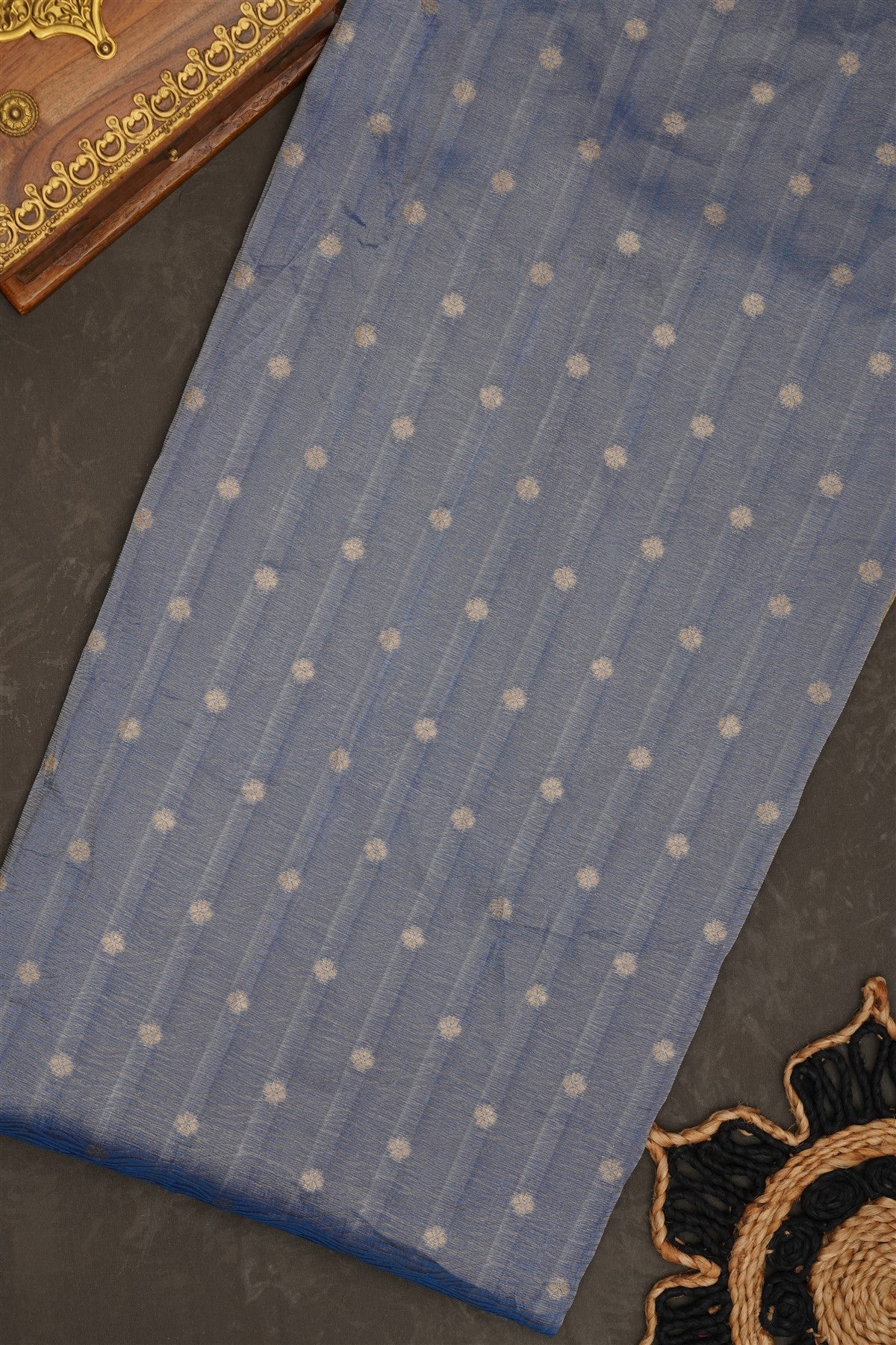 Banarasi Tissue Silk Slate Blue Saree