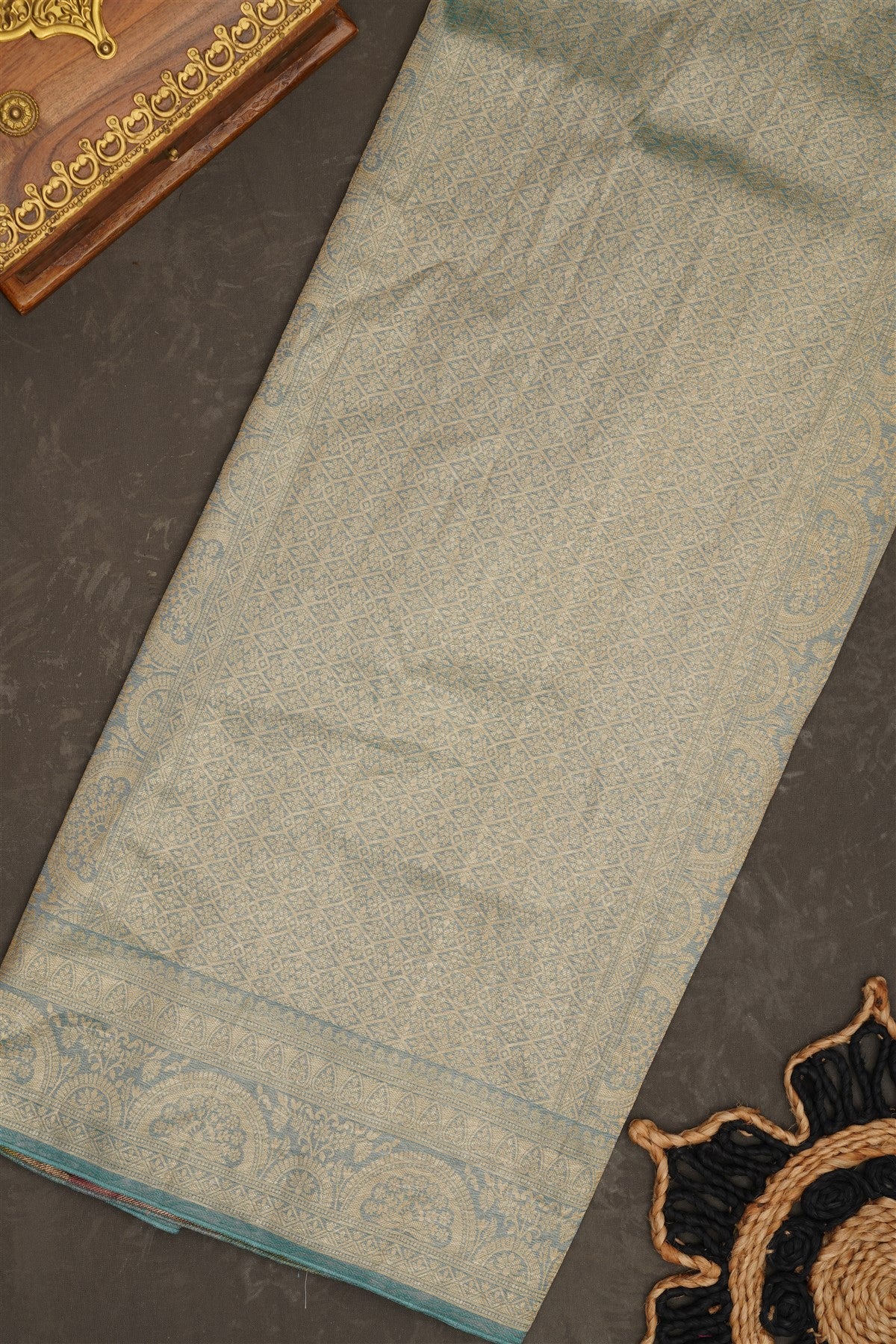Banarasi Tissue Silk Teal Saree