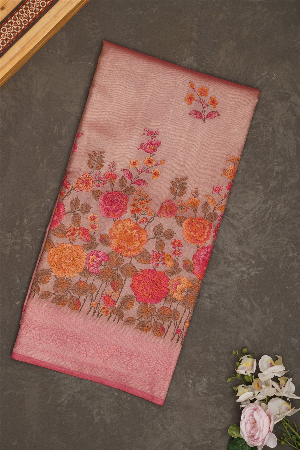 Banarasi Tissue Silk Dusty Pink Saree
