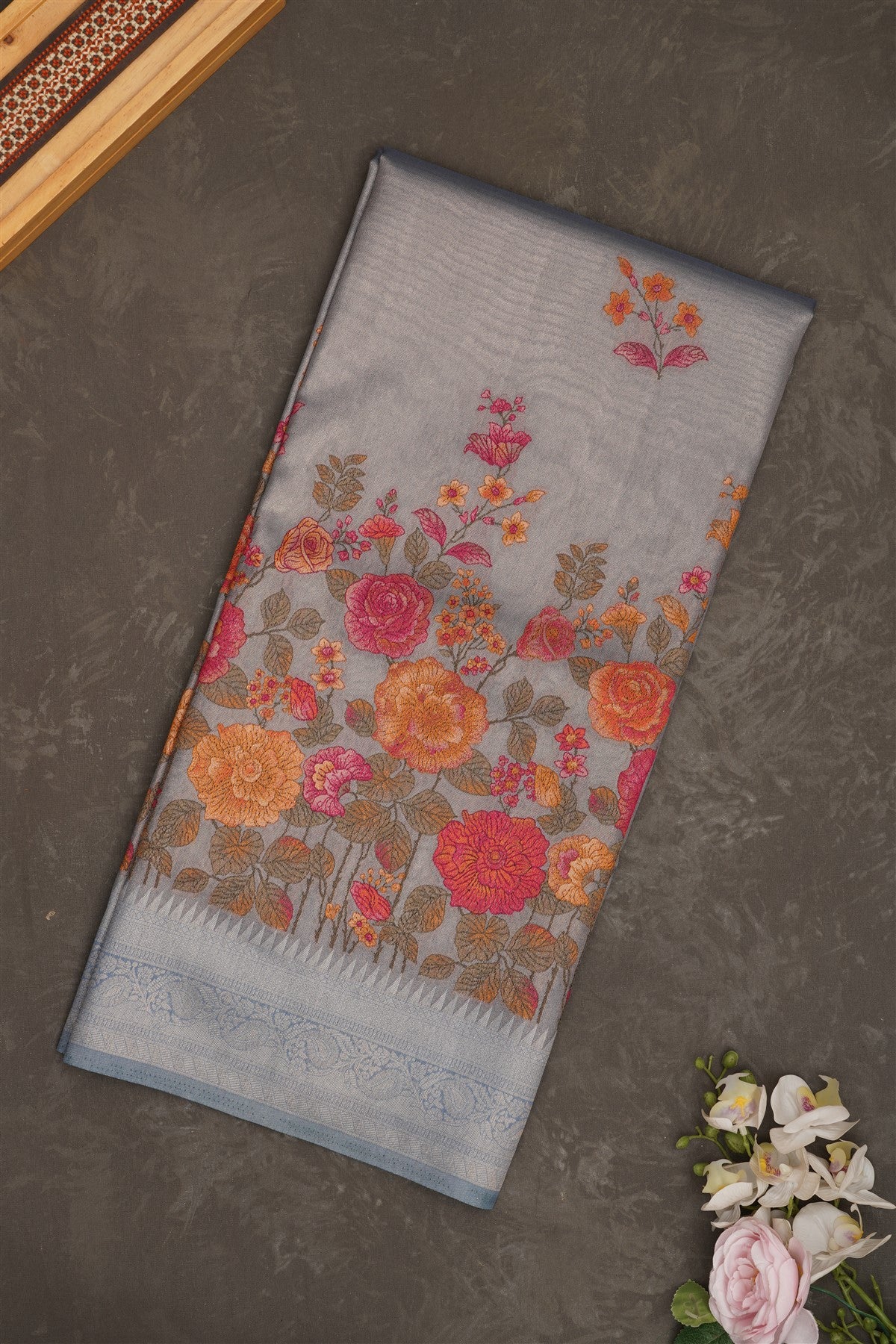 Banarasi Tissue Silk Light Blue Saree