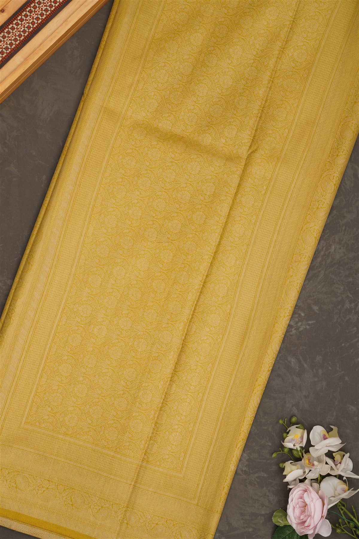 Banarasi Tissue Silk Olive Green Saree