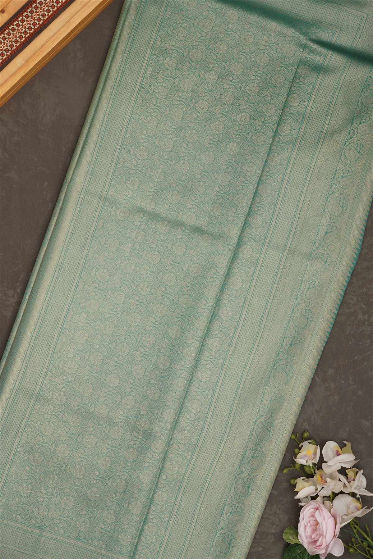Banarasi Tissue Silk Sea Green Saree