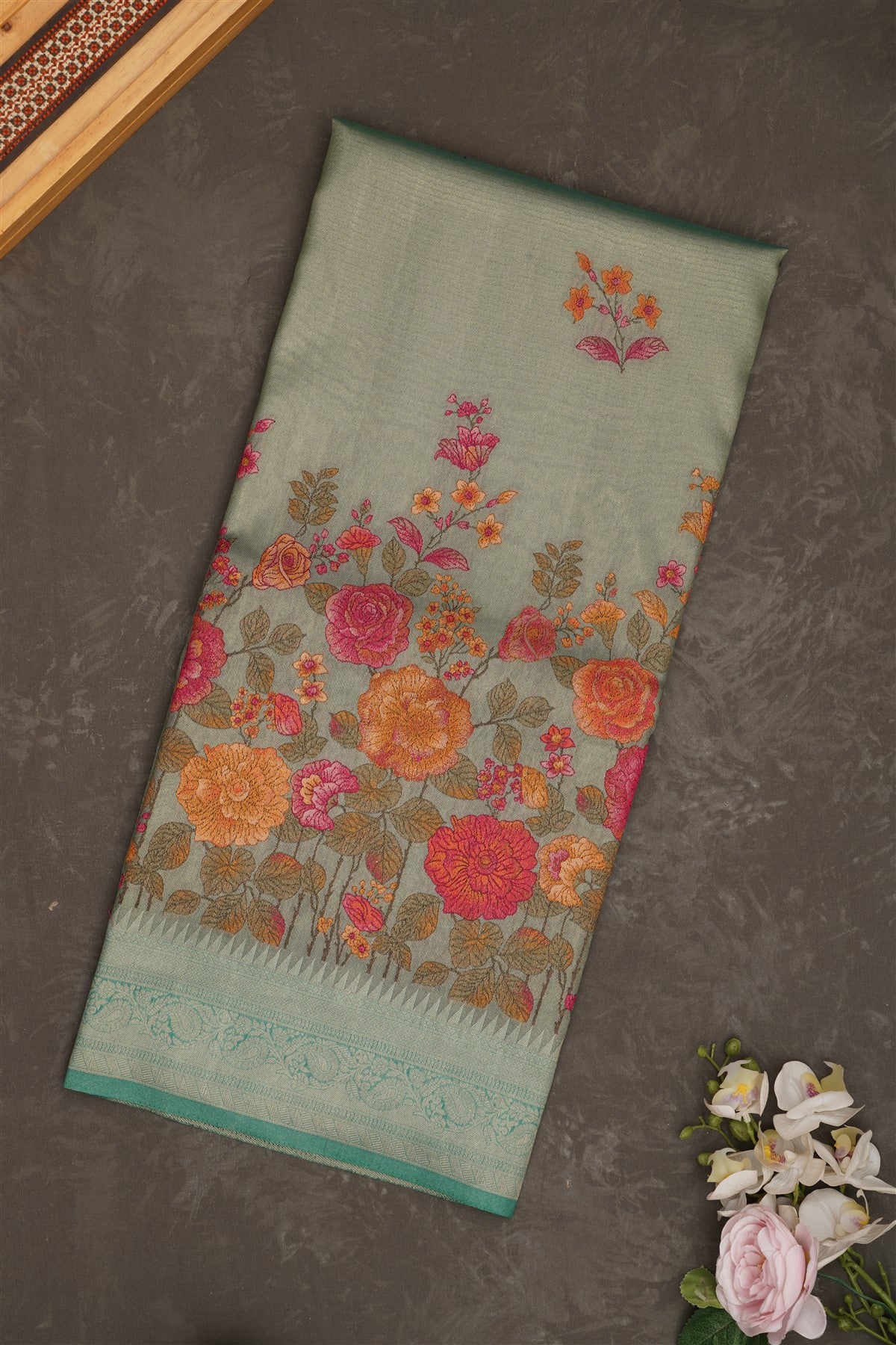 Banarasi Tissue Silk Sea Green Saree