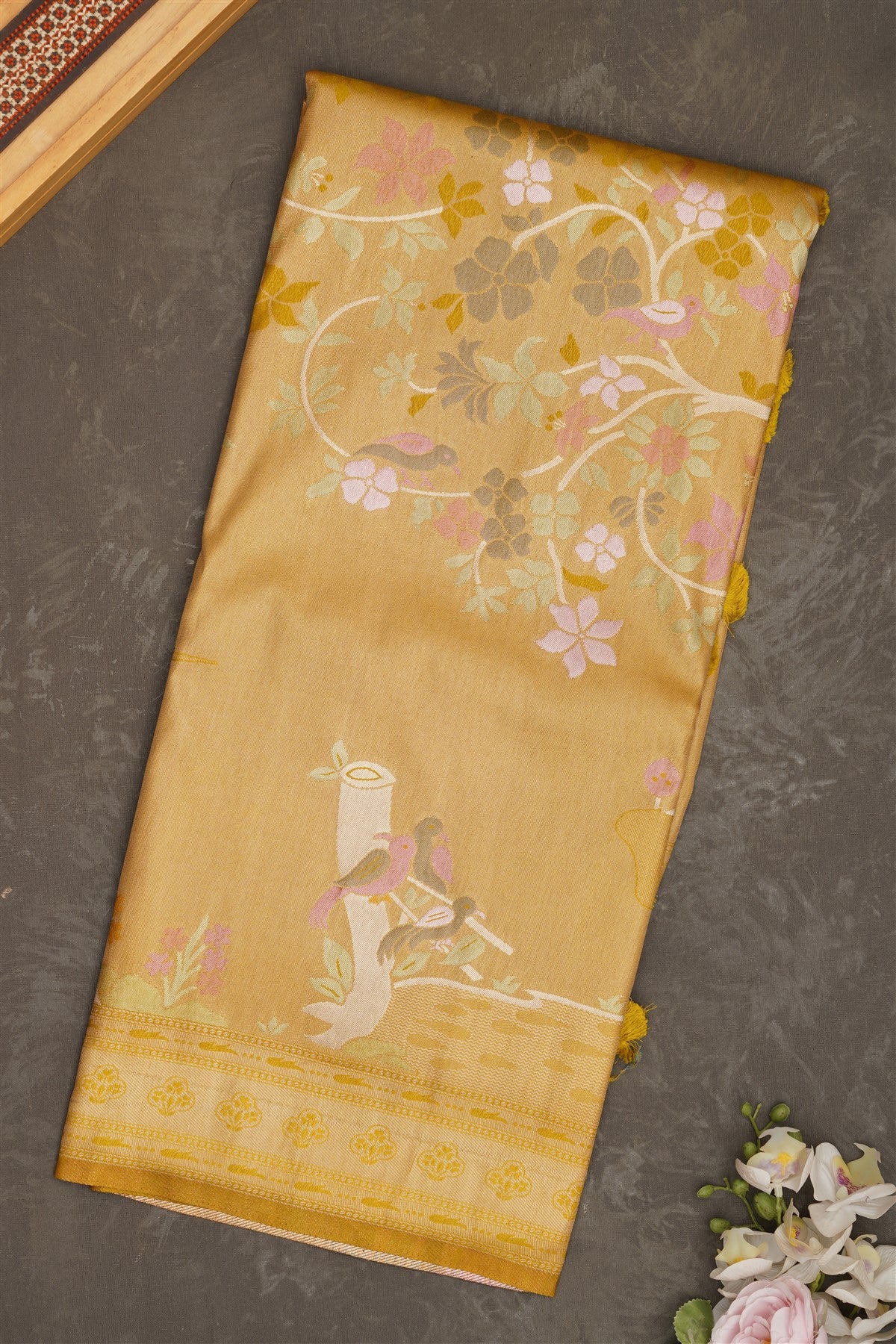 Banarasi Tissue Silk Lime Green Saree