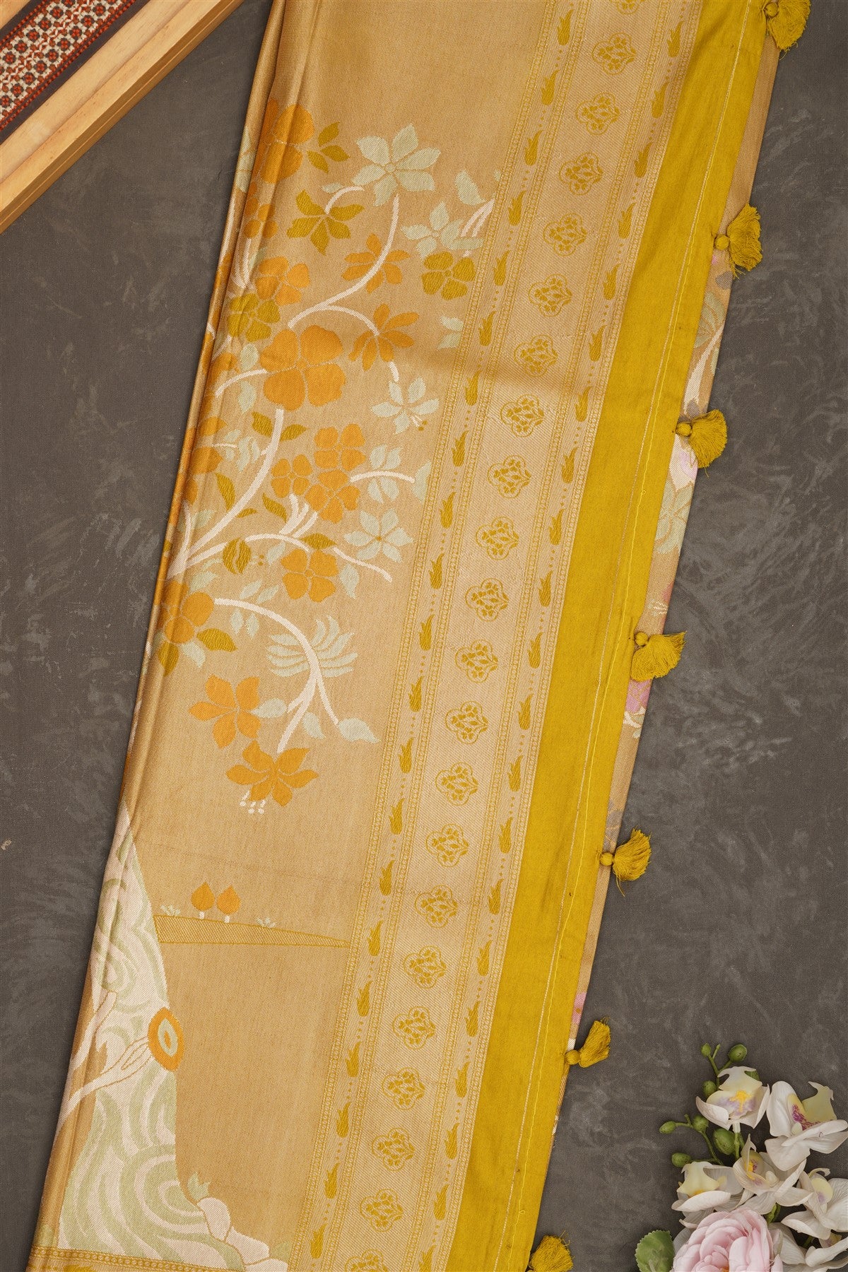 Banarasi Tissue Silk Lime Green Saree