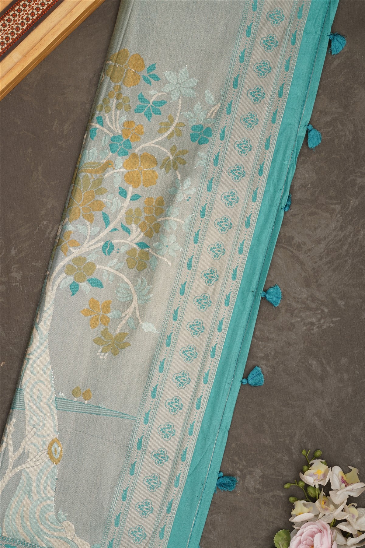 Banarasi Tissue Silk Teal Saree