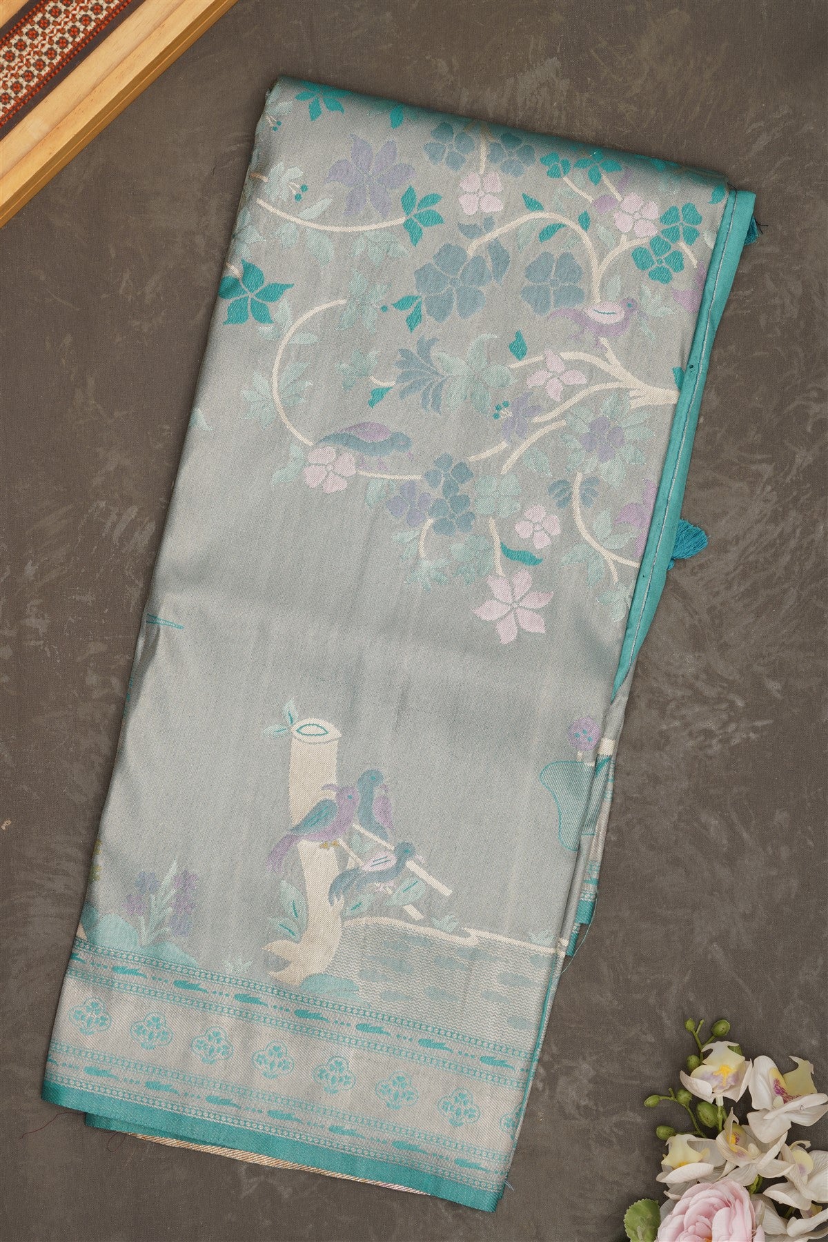 Banarasi Tissue Silk Teal Saree