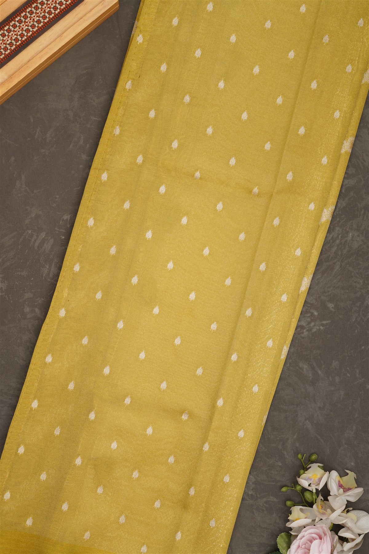 Banarasi Tissue Silk Olive Green Saree