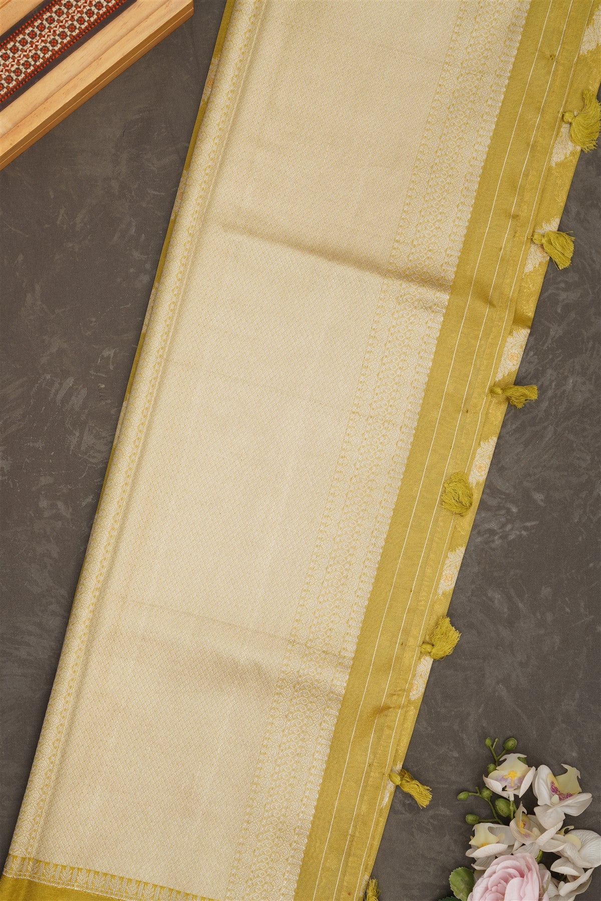 Banarasi Tissue Silk Olive Green Saree