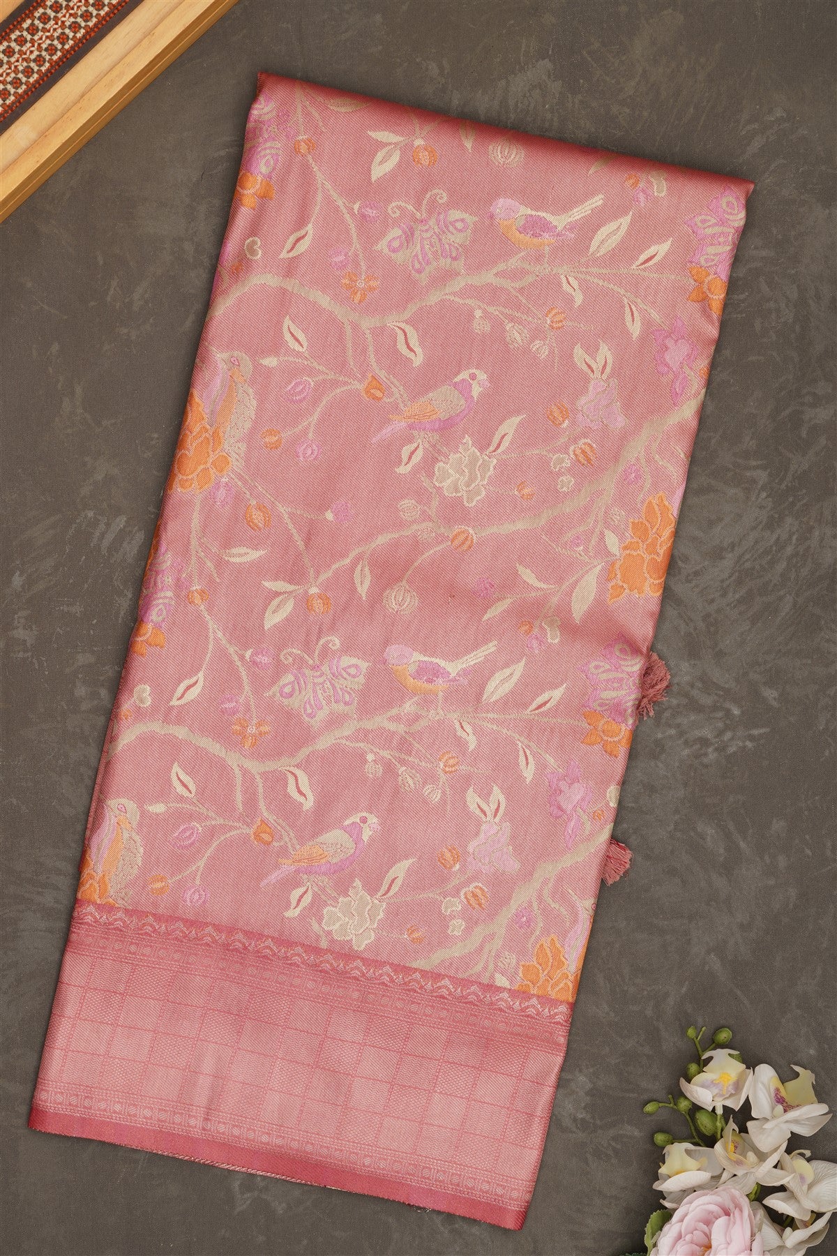 Banarasi Tissue Silk Dusty Pink Saree
