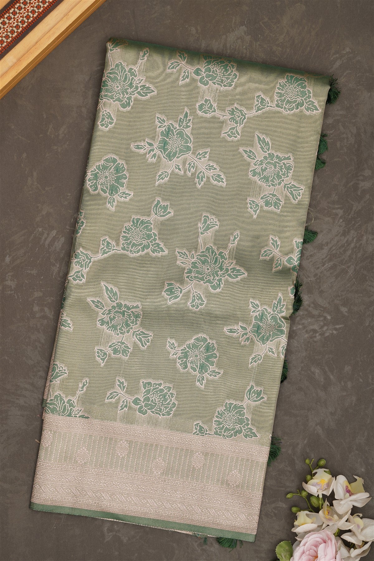 Banarasi Tissue Silk Sea Green Saree