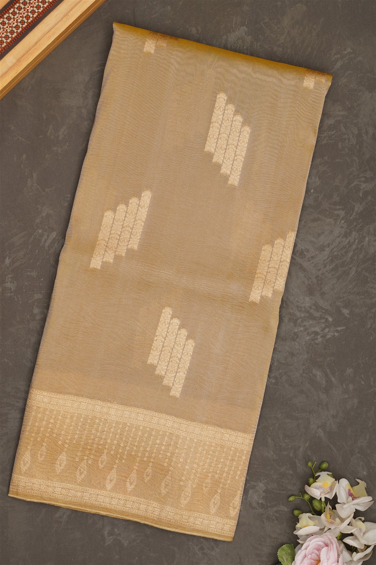 Banarasi Tissue Silk Light Olive Green Saree