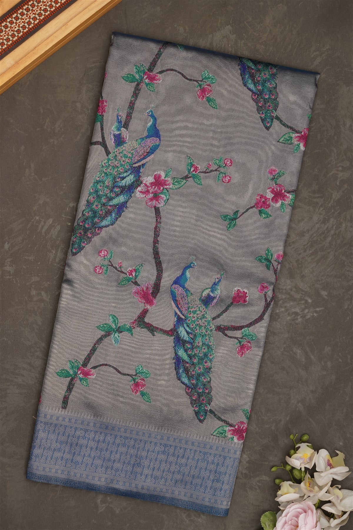 Banarasi Tissue Silk Dark Blue Saree