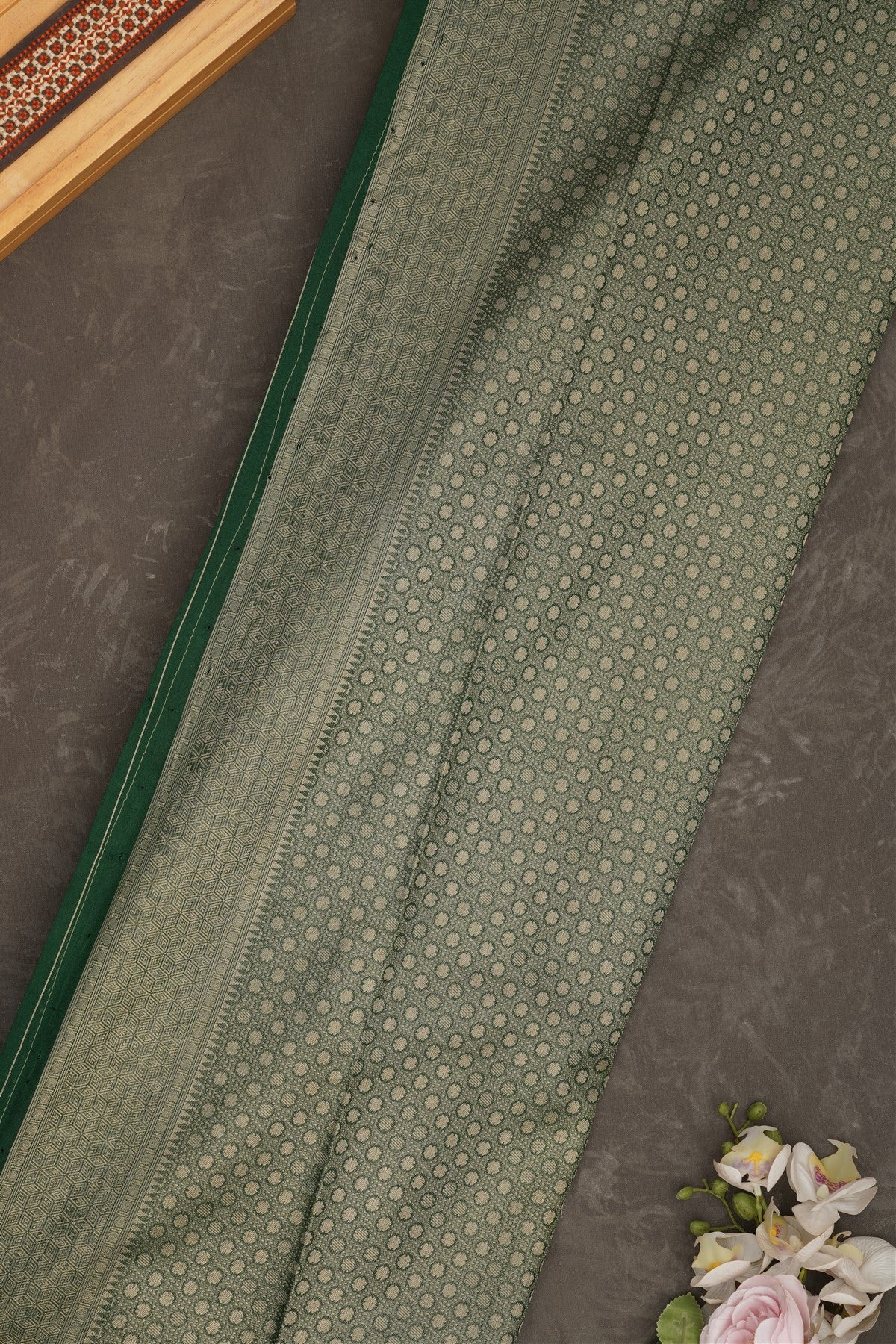 Banarasi Tissue Silk Dark Green Saree