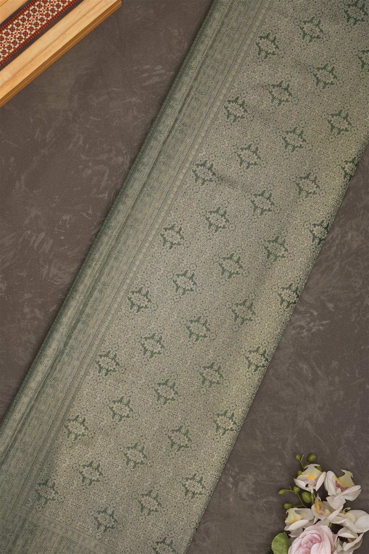 Banarasi Tissue Silk Dark Green Saree