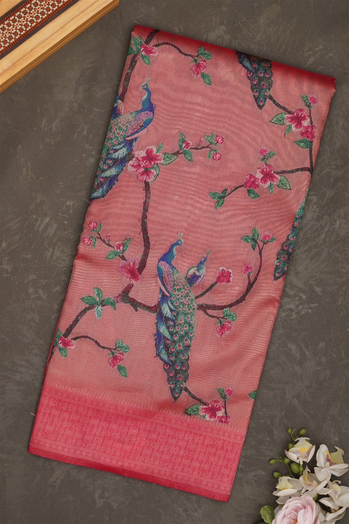 Banarasi Tissue Silk Dark Pink Saree