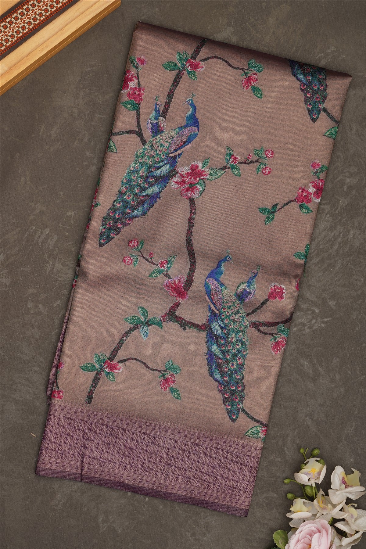 Banarasi Tissue Silk Dark Purple Saree