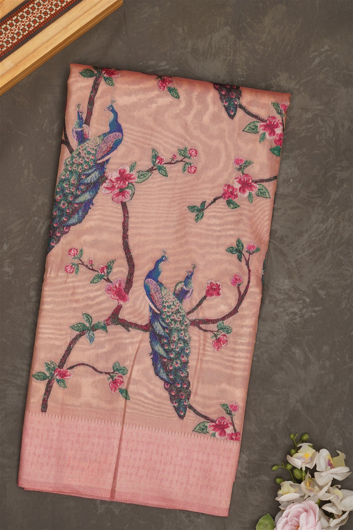 Banarasi Tissue Silk Light Peach Saree