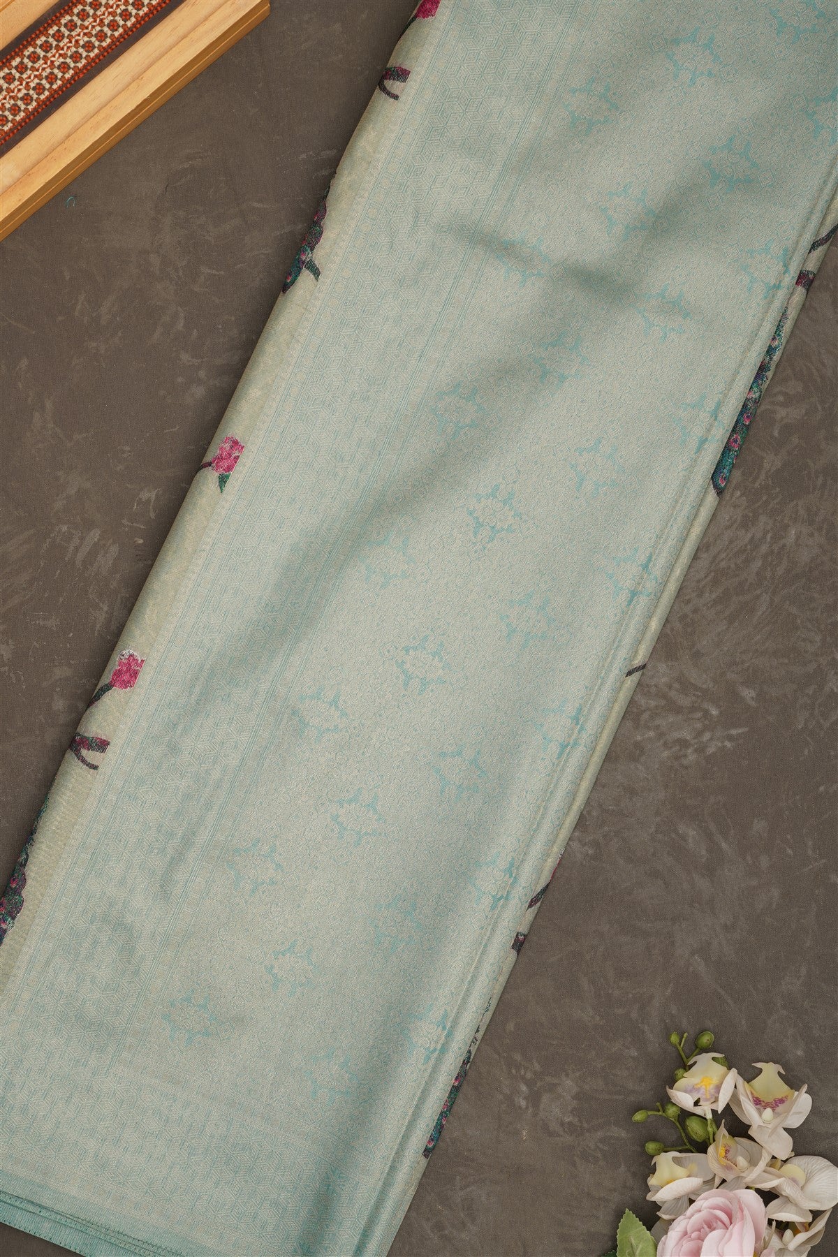 Banarasi Tissue Silk Light Sea Green Saree