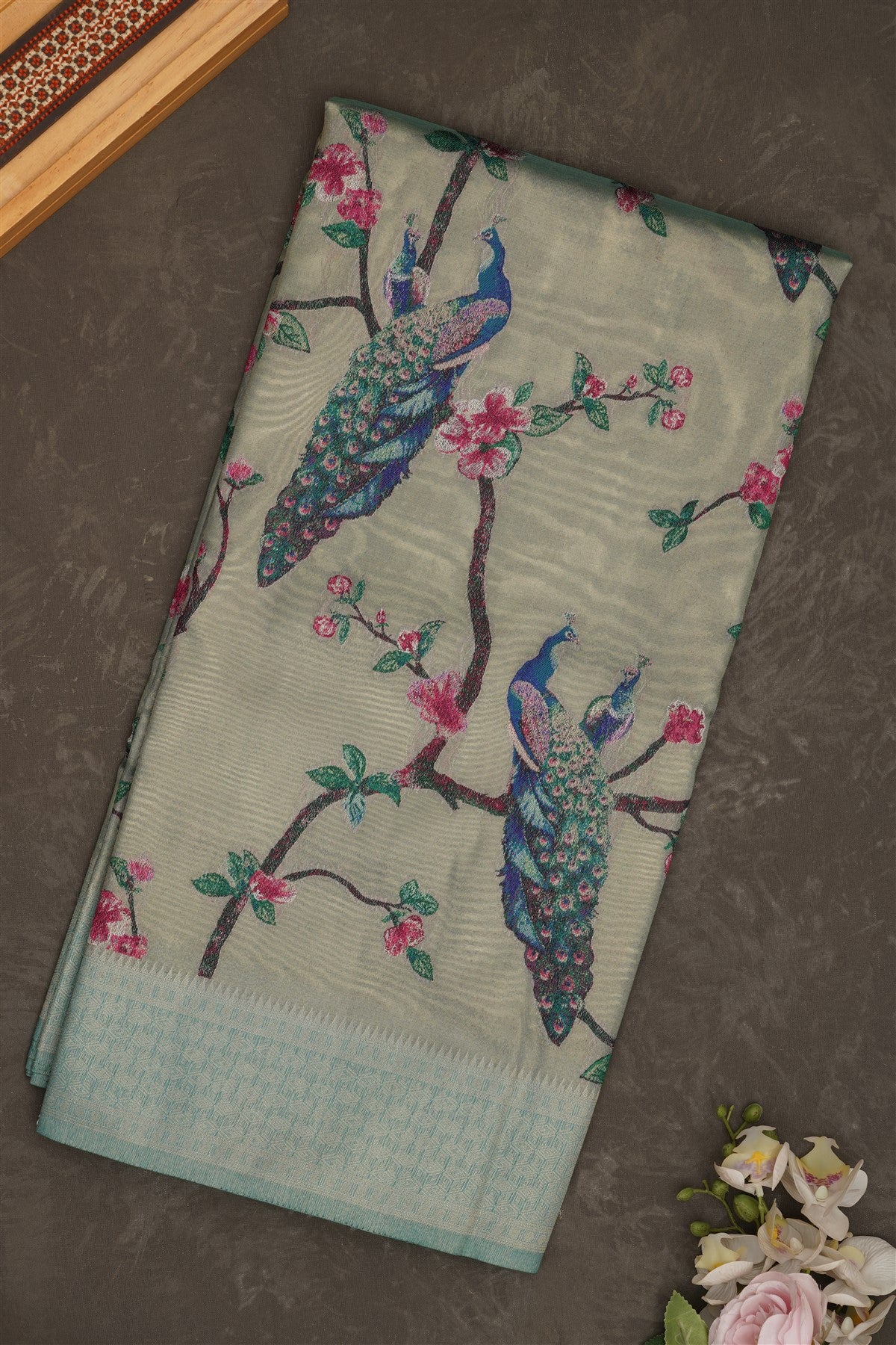Banarasi Tissue Silk Light Sea Green Saree