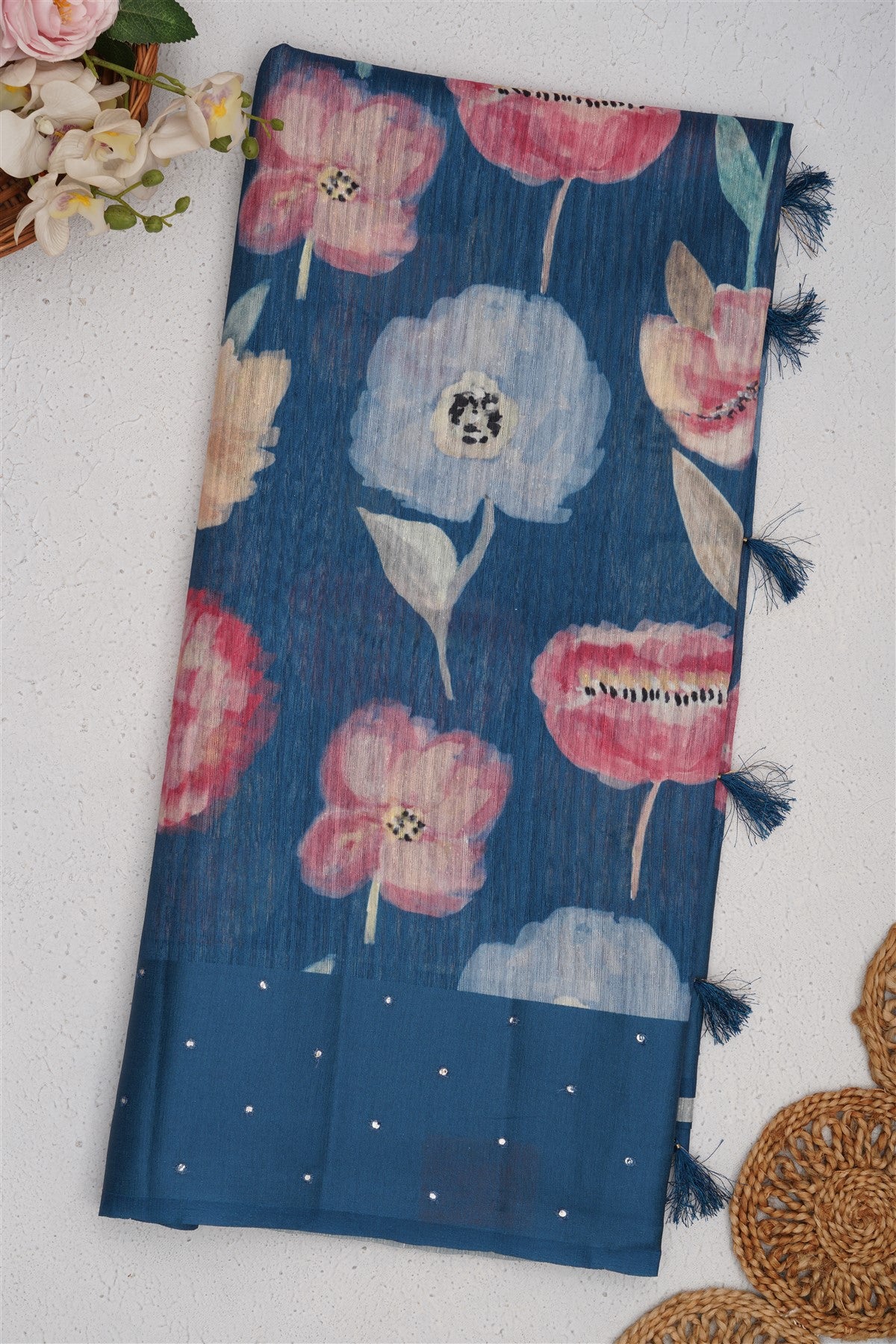 Bhagalpur Silk Dark Blue Saree