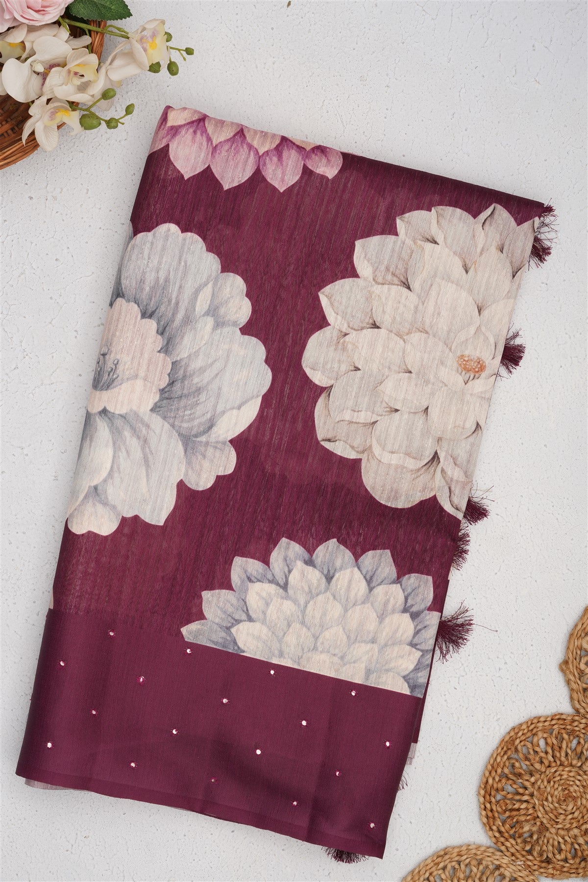 Bhagalpur Silk Dark Purple Saree