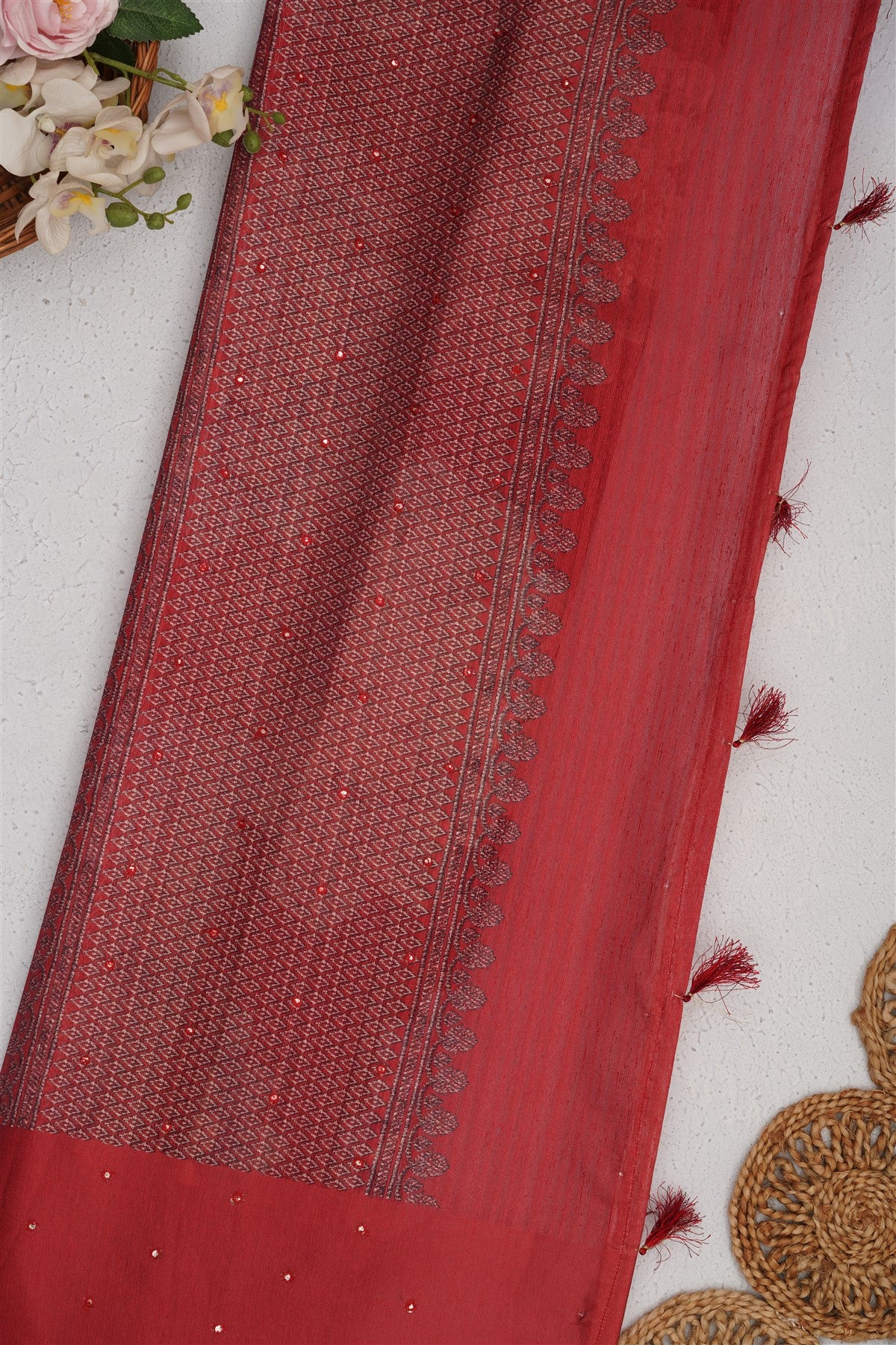 Bhagalpur Silk Maroon Saree