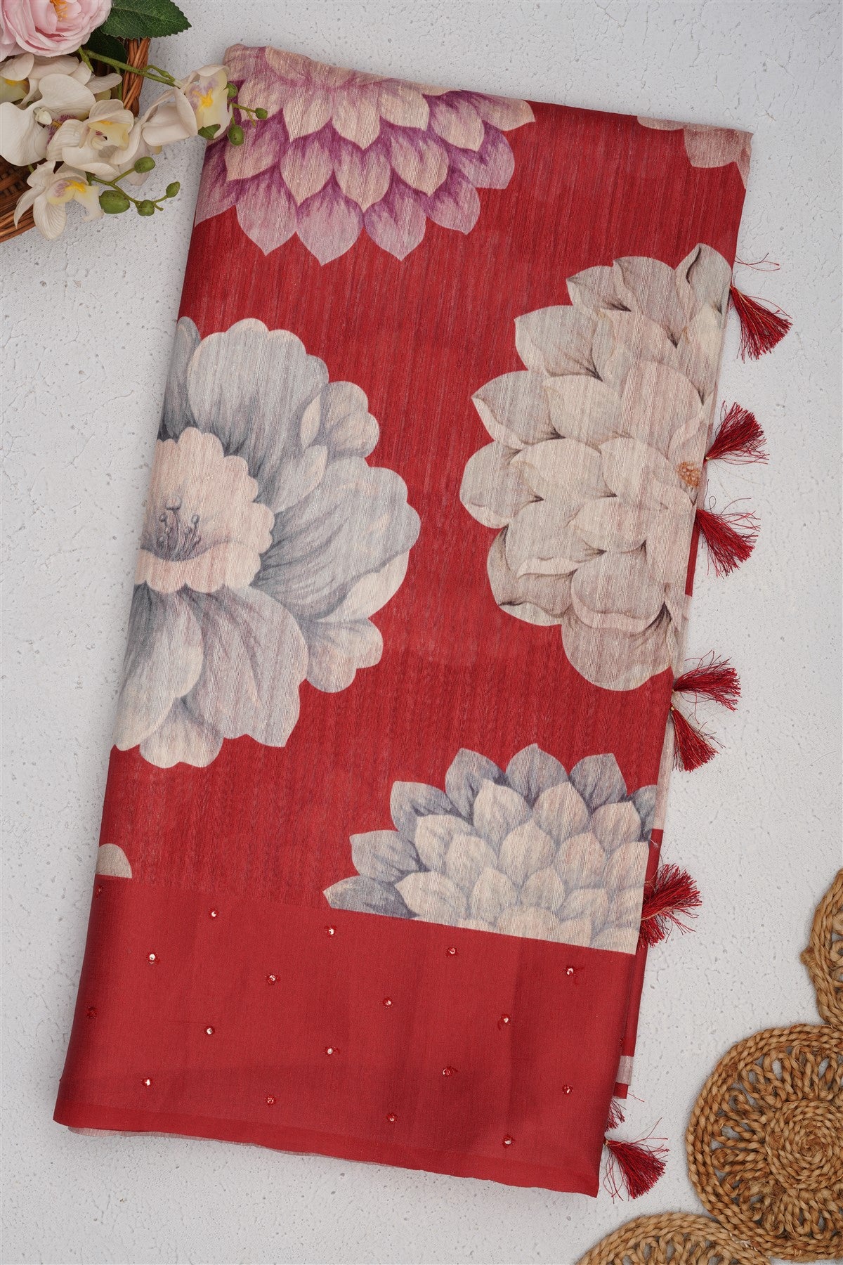 Bhagalpur Silk Maroon Saree