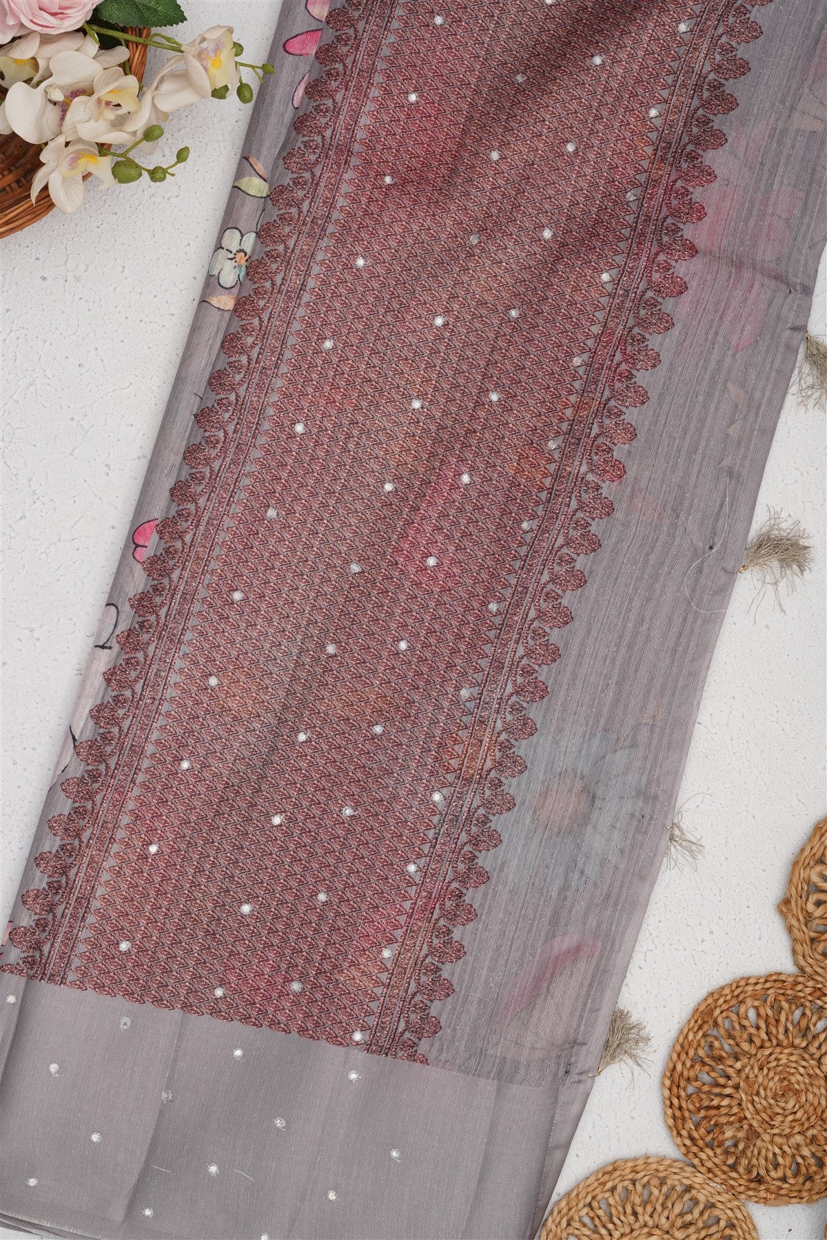 Bhagalpur Silk Grey Saree