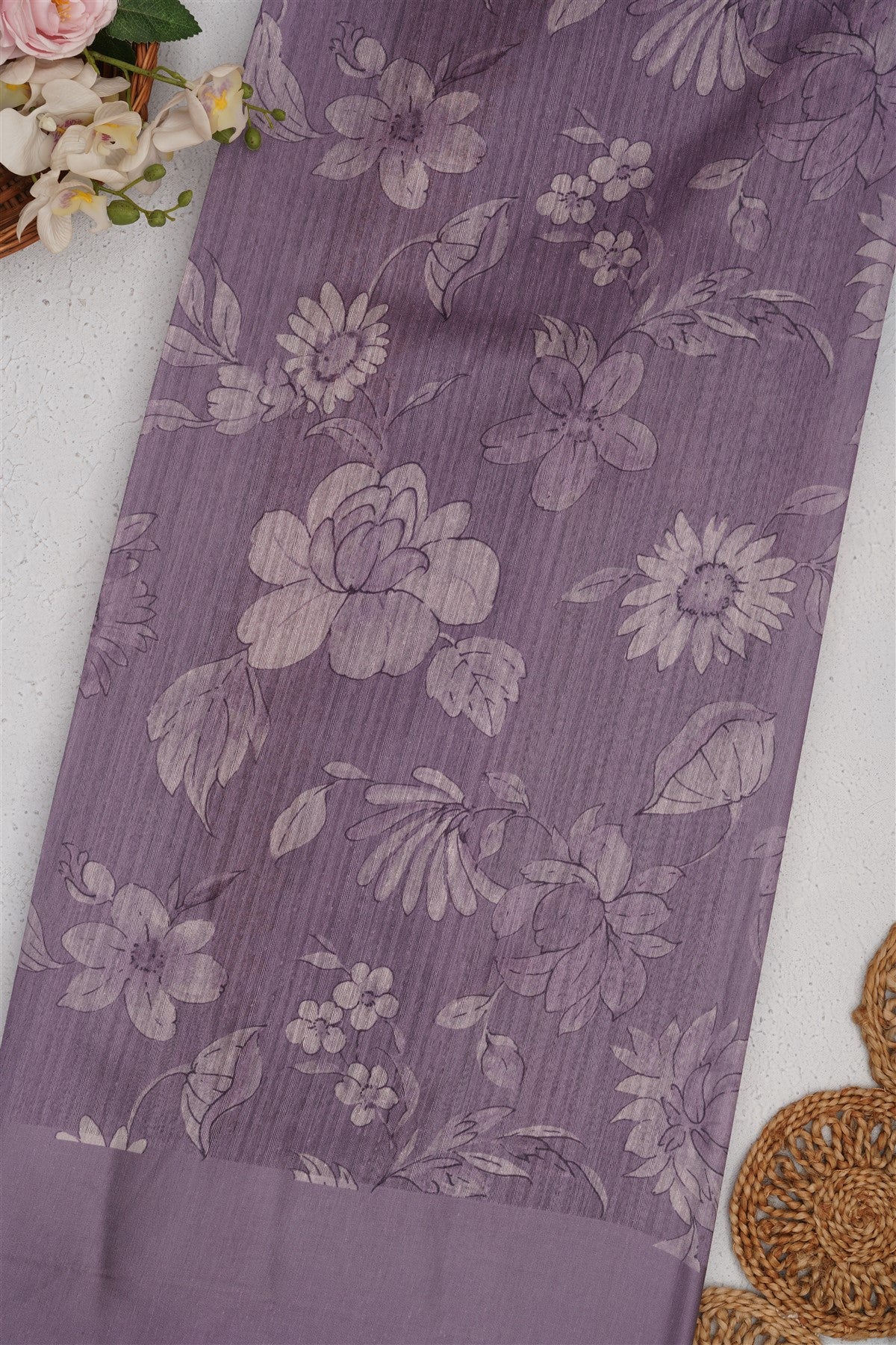 Bhagalpur Silk Light Lavender Saree