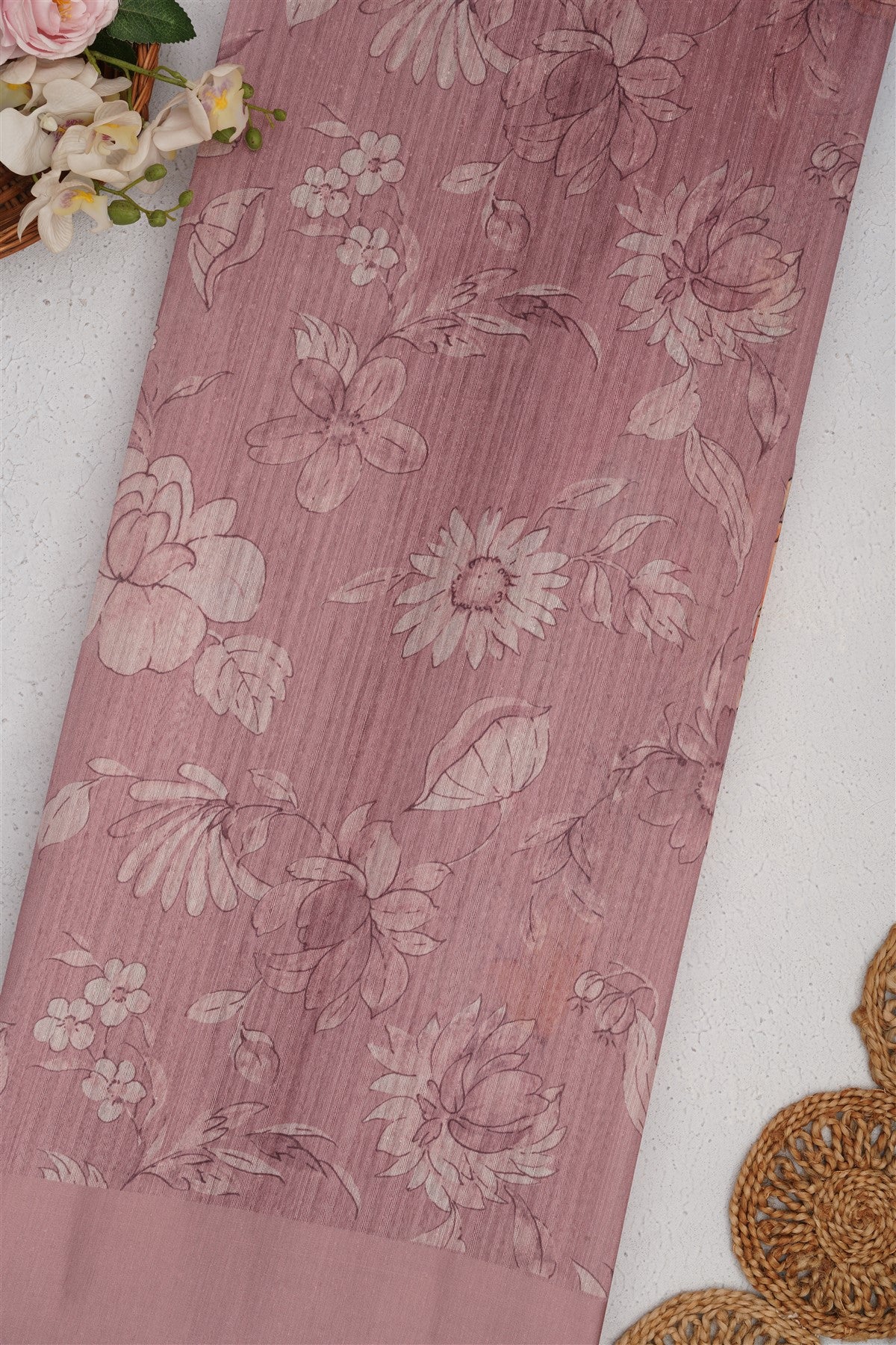 Bhagalpur Silk Rossy Brown Saree