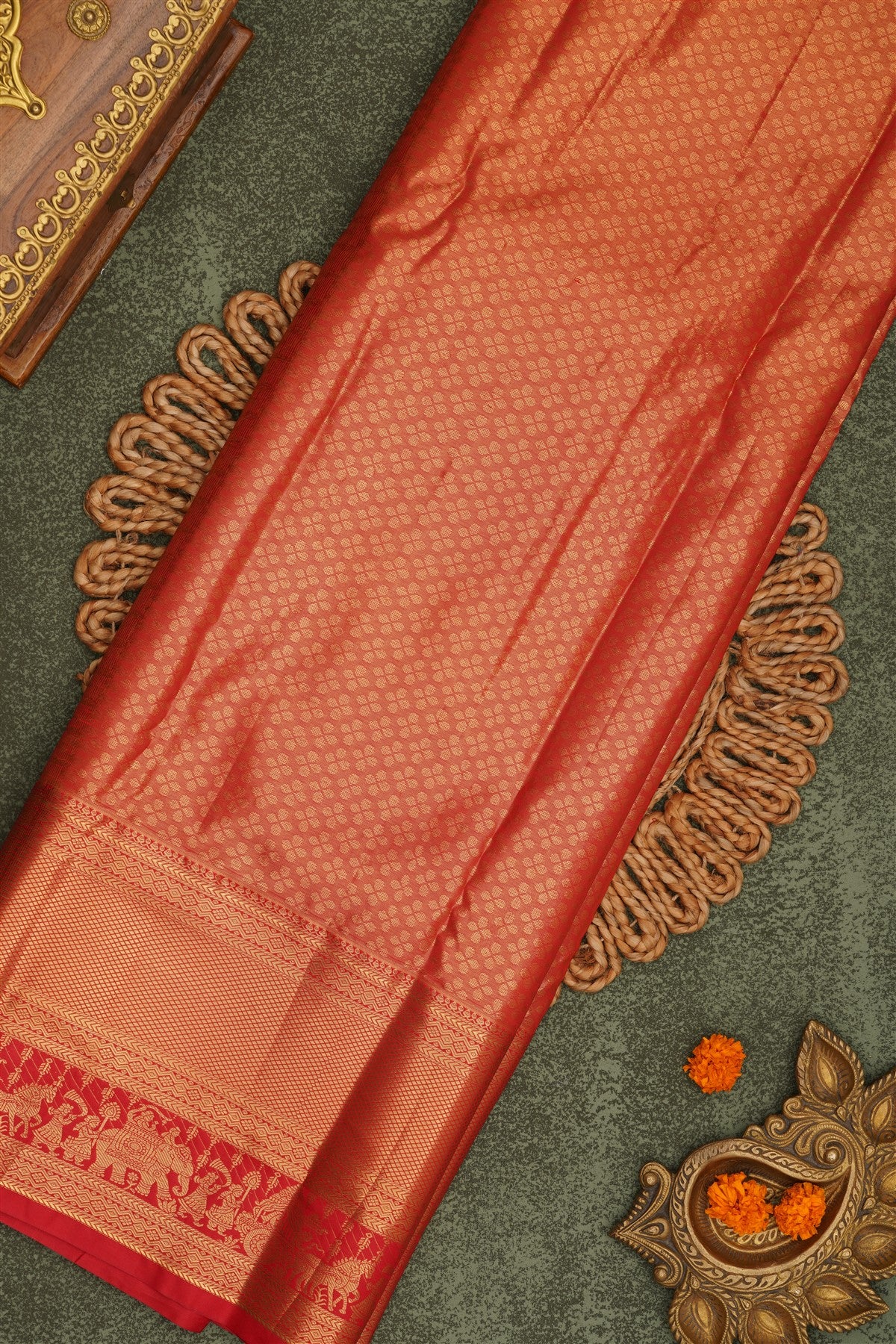 Semi Pattu Silk Blend Light Gold Saree