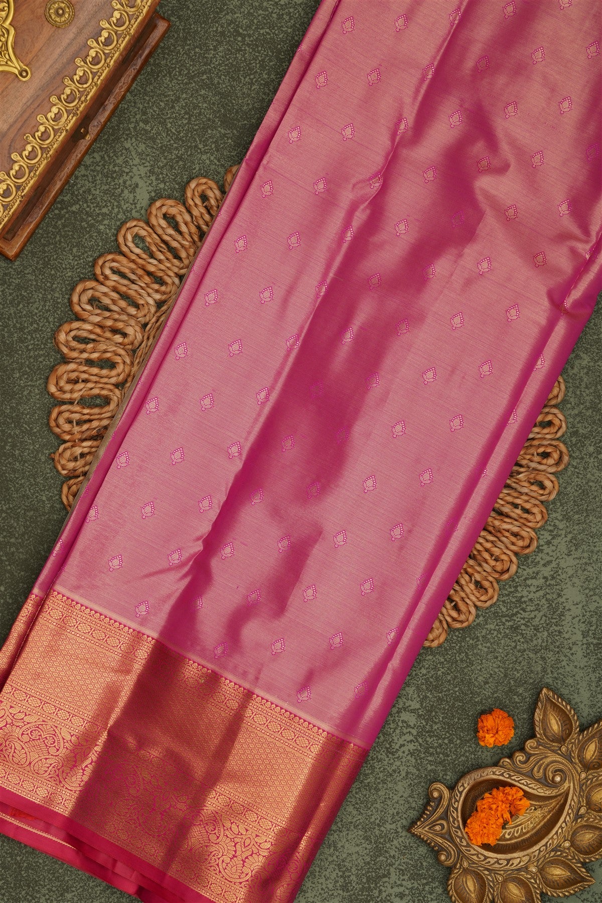 Semi Pattu Silk Blend Light Gold Saree